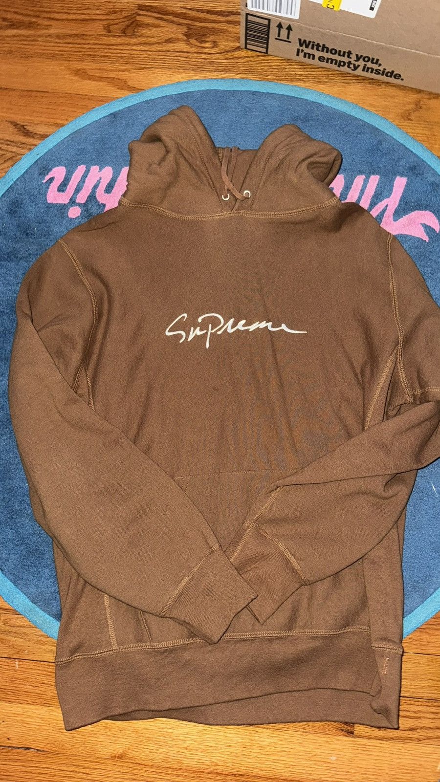 Supreme Supreme Script Hoodie (Brown) Size US L / EU 52-54 / 3 - 2 Thumbnail