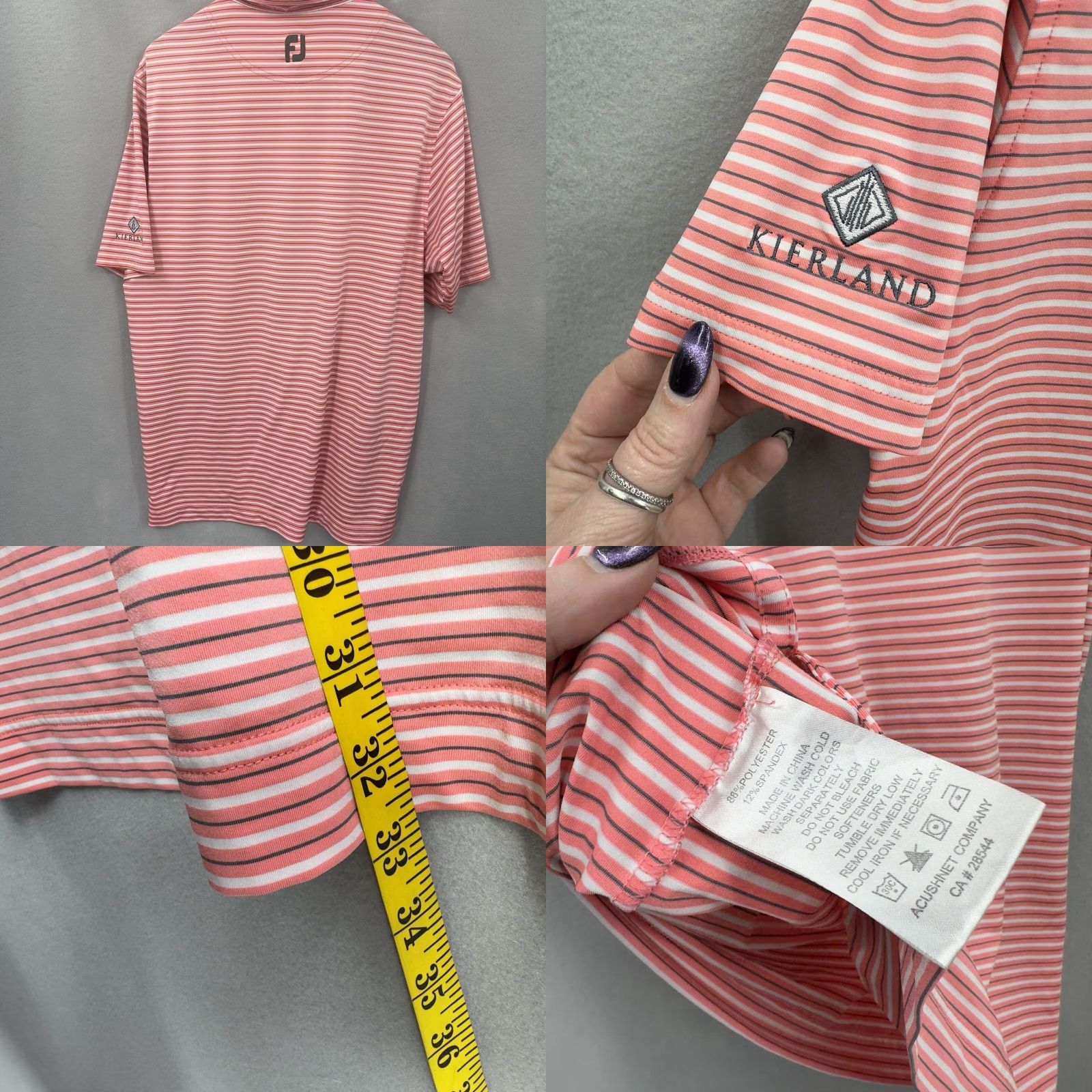 Footjoy Footjoy Polo Shirt Mens M Pink White Striped FJ Oxford Golf Preppy Dad Size US M / EU 48-50 / 2 - 8 Thumbnail