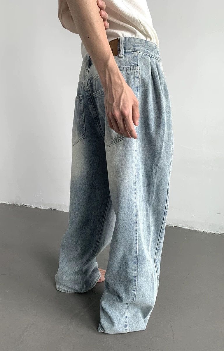 Japanese Brand × Vintage Cleanfit retro side pleated washed baggy jeans pants Size US 28 / EU 44 - 3 Thumbnail