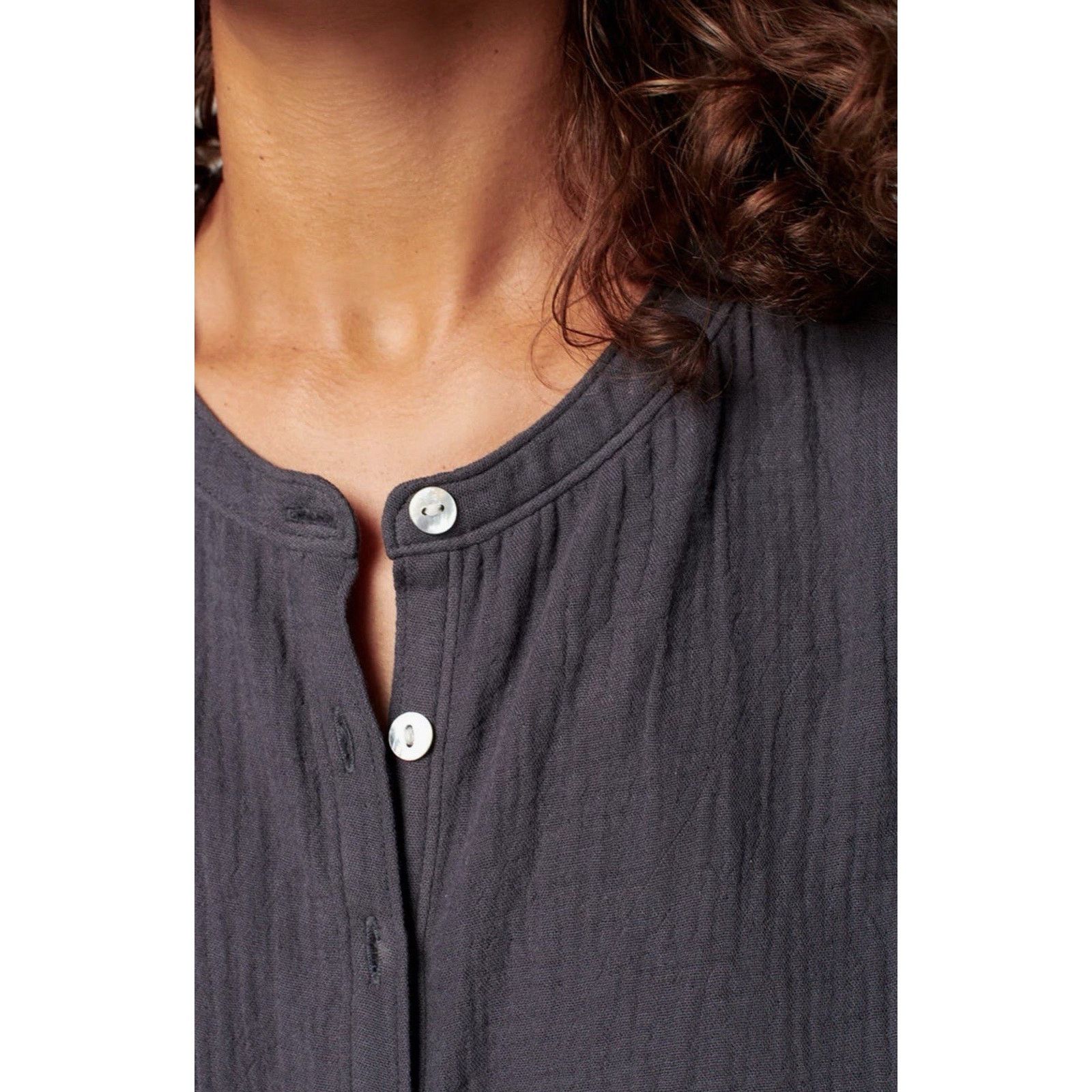 Faherty Faherty Gauze Organic 1/2 Button Shirt Grey Small A001612 Size S / US 4 / IT 40 - 3 Thumbnail