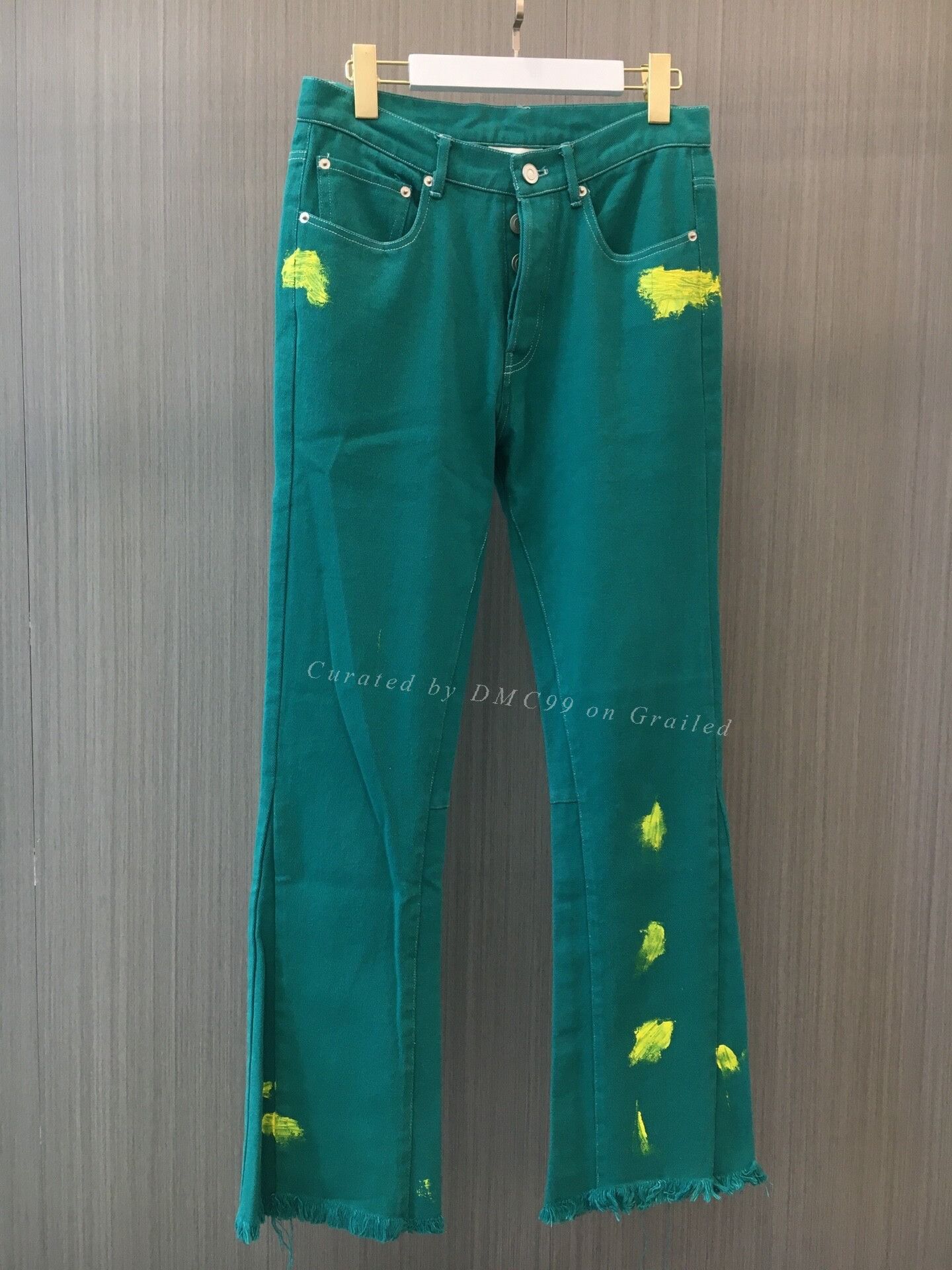 Vintage ISECRET Emerald Green Splatter Jeans Size 24" / US 00 / IT 34 - 1 Thumbnail