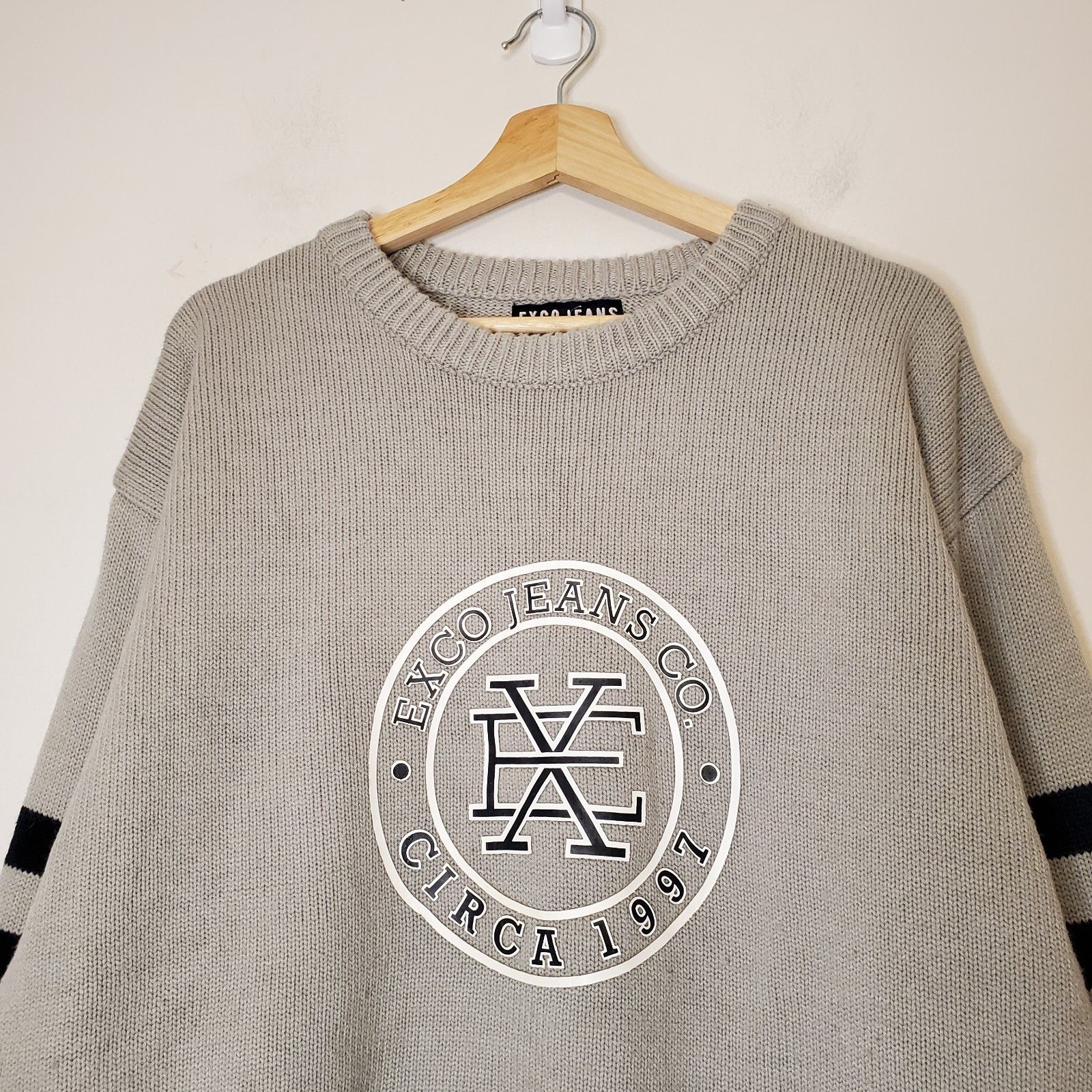 Vintage Vintage y2k Exco Jeans logo knit sweater gray size 2XL Size US XXL / EU 58 / 5 - 3 Thumbnail