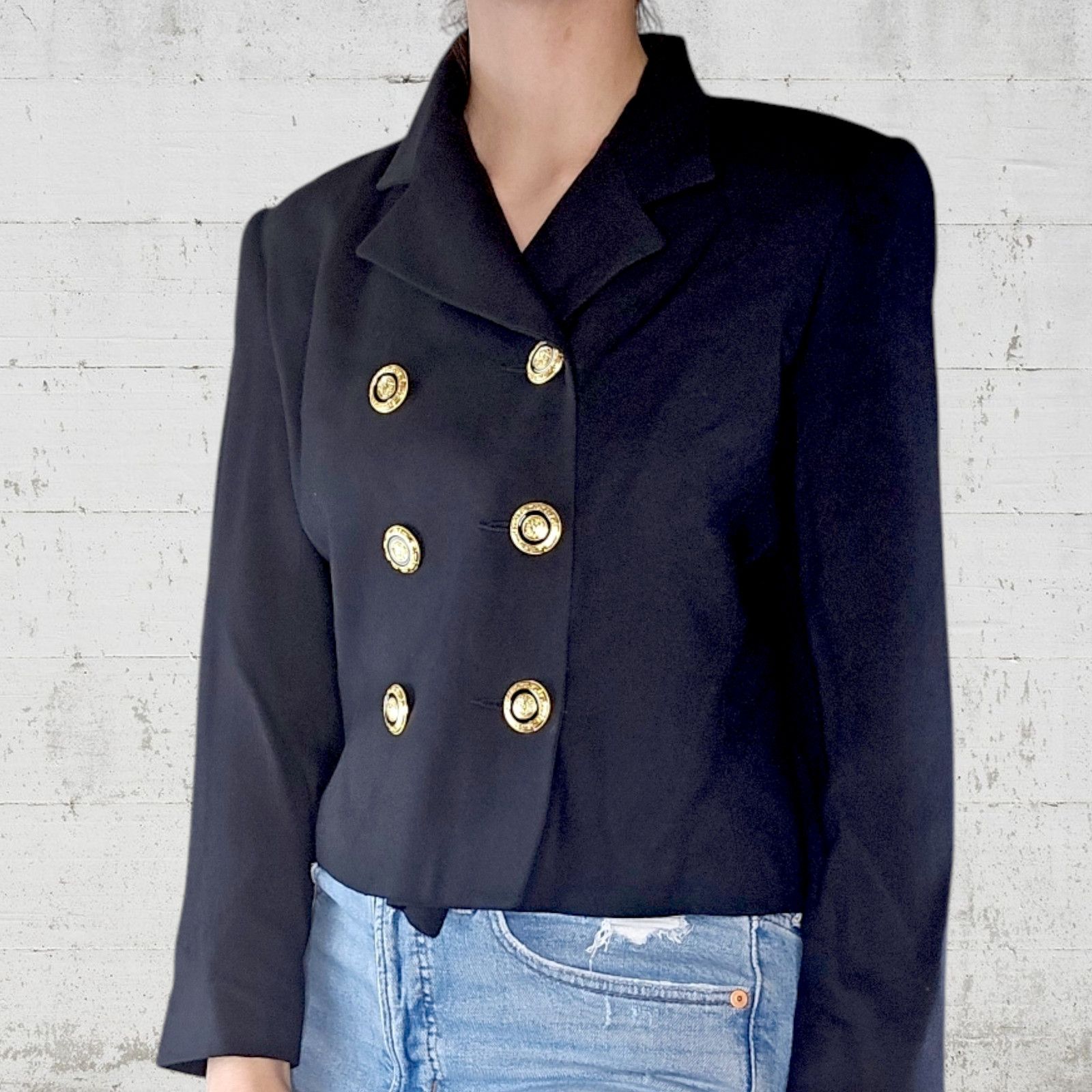 Oleg Cassini Vintage Black Double Breasted Blazer Size 8 Size M / US 6-8 / IT 42-44 - 11 Thumbnail