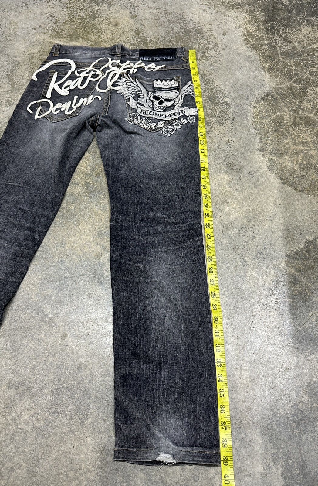Ed Hardy × Japanese Brand Red Pepper distressed Denim Rare Design Size US 31 - 23 Thumbnail