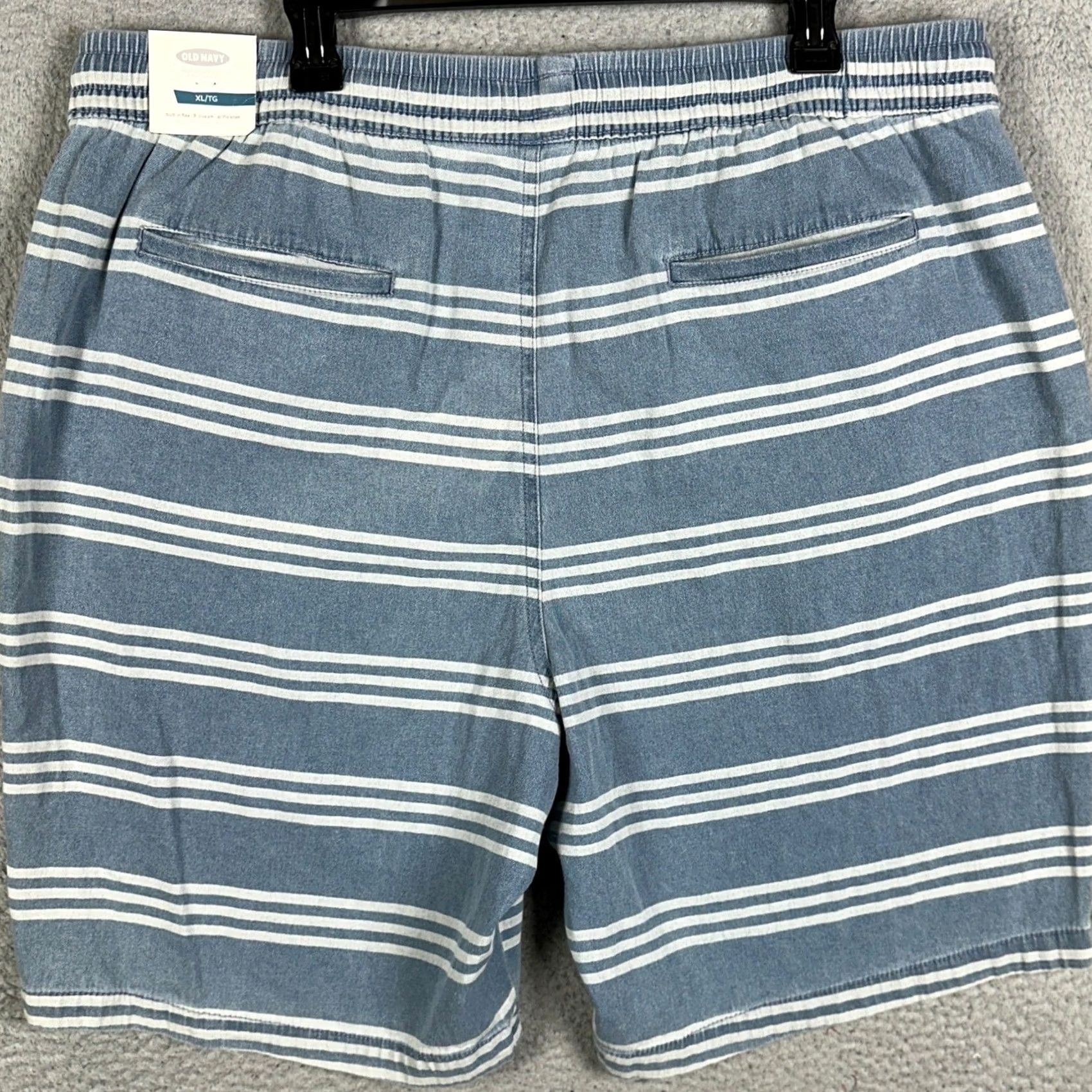 Old Navy NEW Old Navy Shorts Men XL Blue White Built-In Flex Stripe Pull On Stretch Waist Shorts Size US 38 / EU 54 - 3 Thumbnail