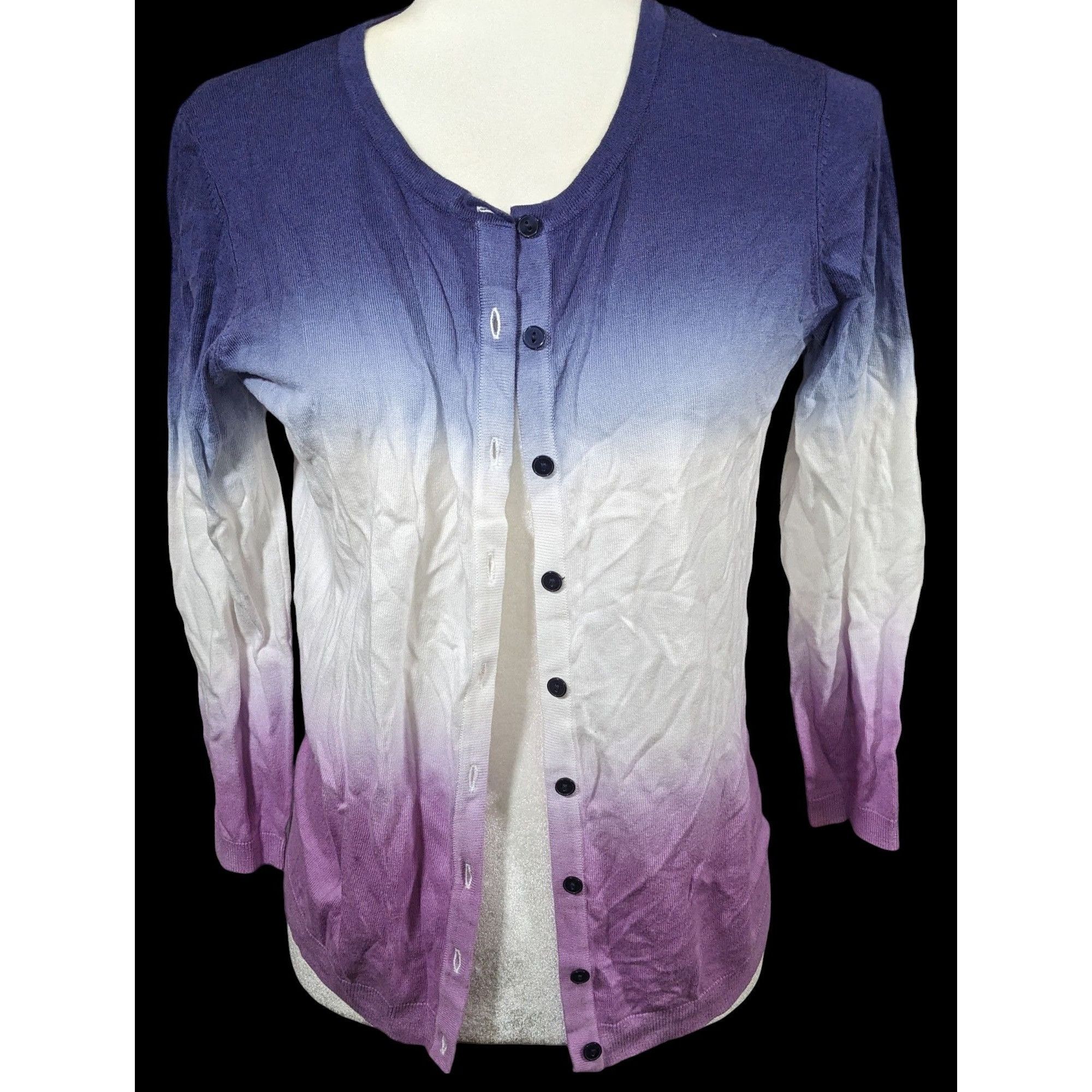Talbots Preppy Casual Blue And Purple Ombre Cardigan by Talbots Size S / US 4 / IT 40 - 1 Thumbnail