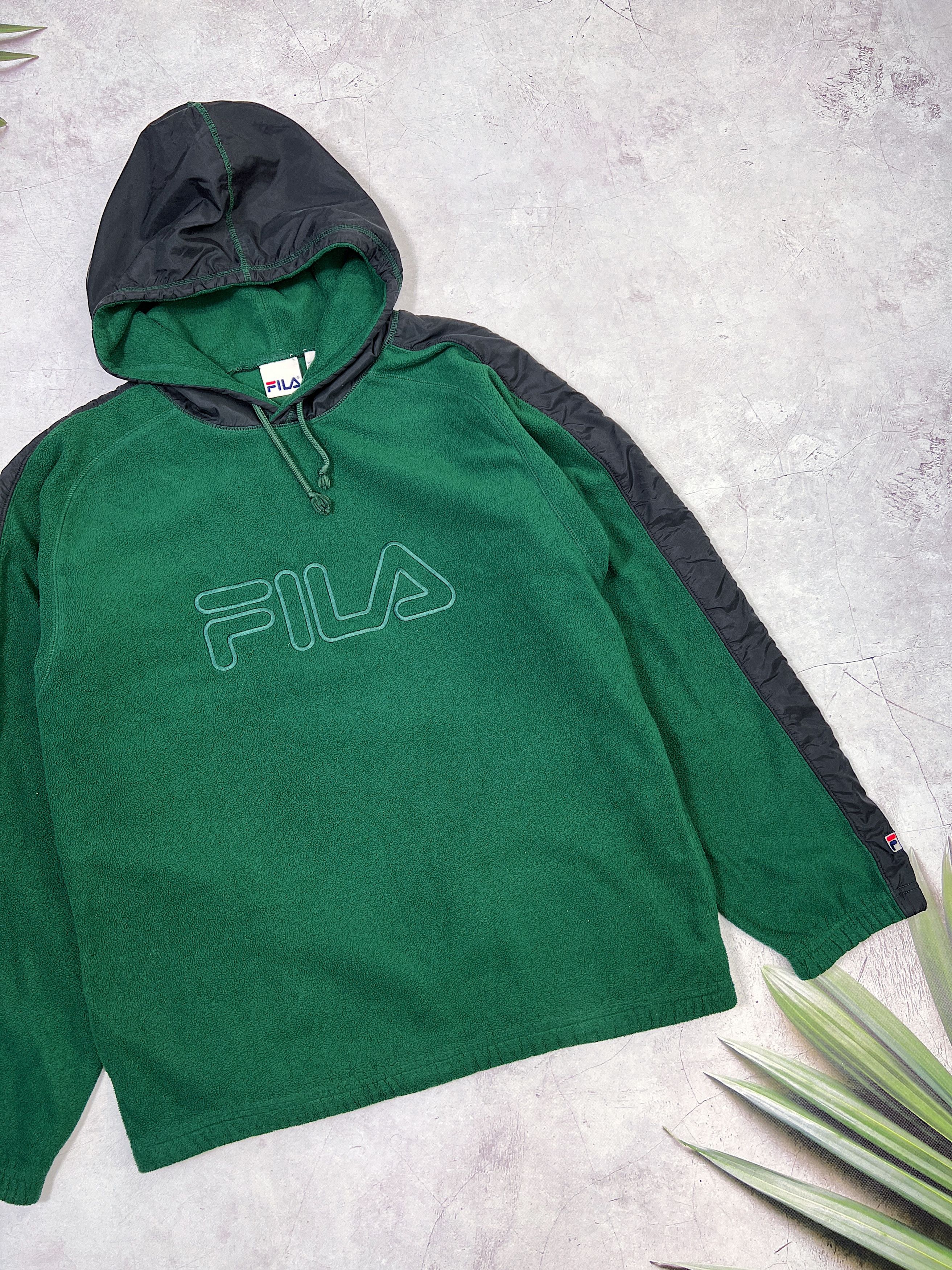 Fila × Vintage Vintage Fila Fleece Hoodie & Nylon Trims Size US L / EU 52-54 / 3 - 1 Thumbnail