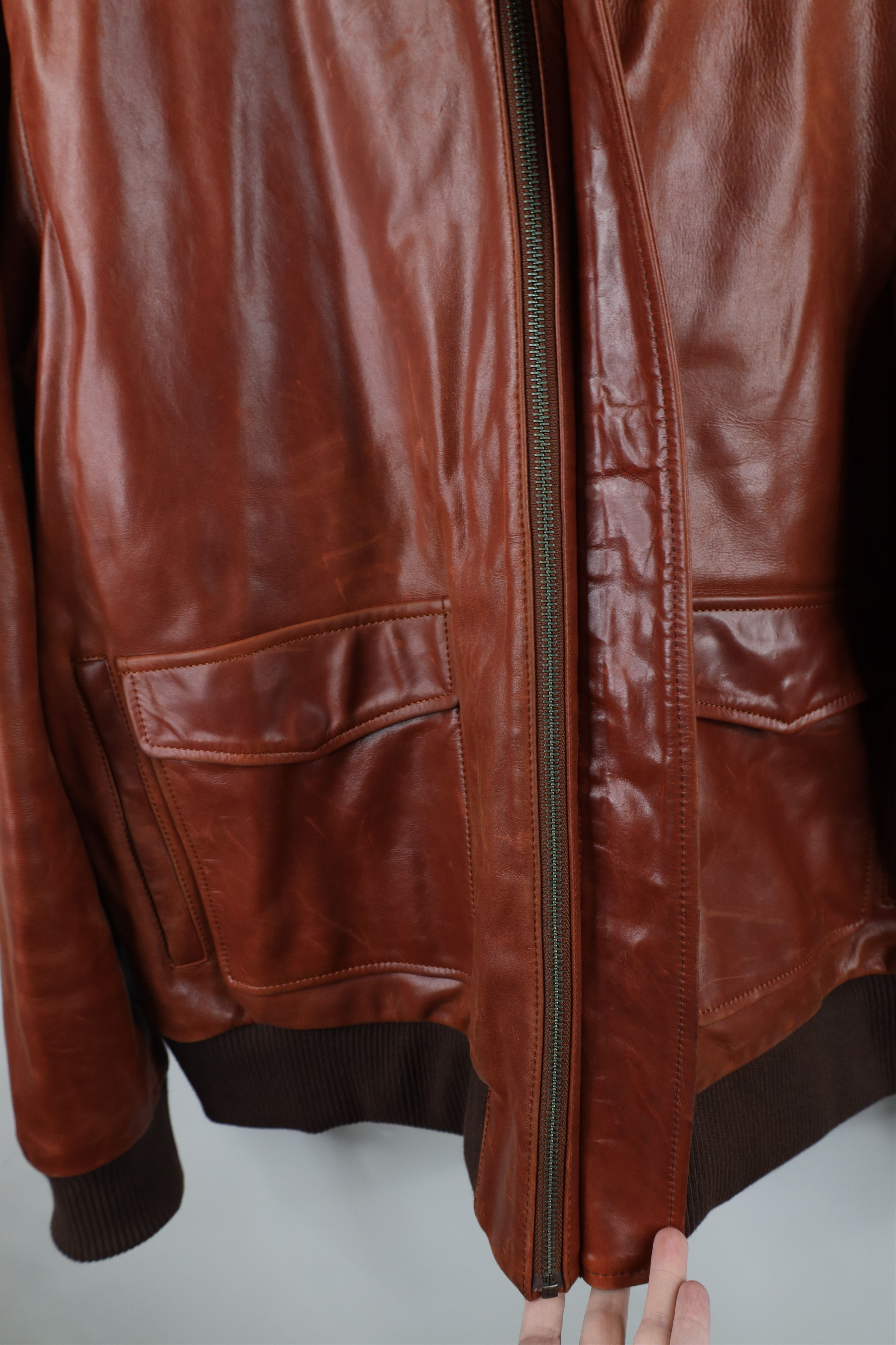 Vintage Inland Leather Leather A2 Bomber Flight Jacket Brown Size US XXL / EU 58 / 5 - 12 Thumbnail