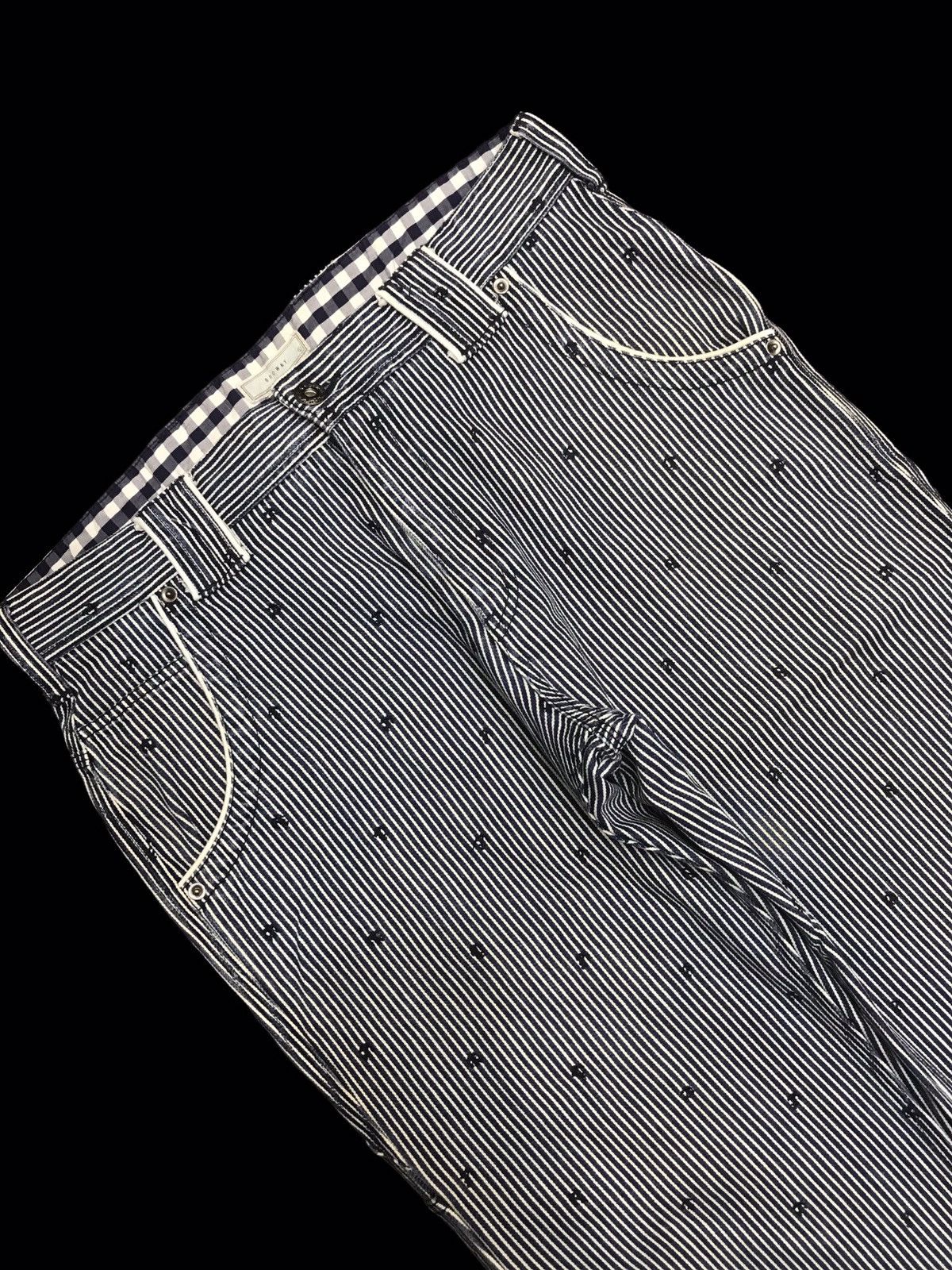 Japanese Brand BROWNY Anchor Embroidery Hickory Stripe Carpenter Pant F119 Size US 34 / EU 50 - 6 Thumbnail