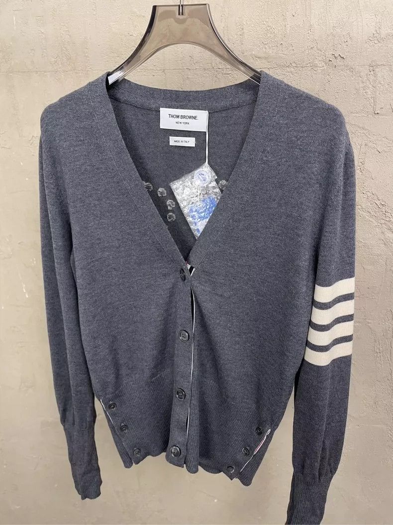 Thom Browne Thom Browne Gray dotted man wool knit open shirt Size S / US 4 / IT 40 - 3 Thumbnail