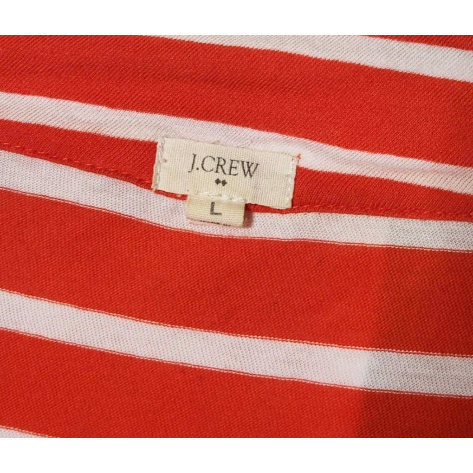 J.Crew J. Crew Womens L Always Cardigan Drape Sweater Striped Orange White 100% Cotton Size L / US 10 / IT 46 - 5 Thumbnail