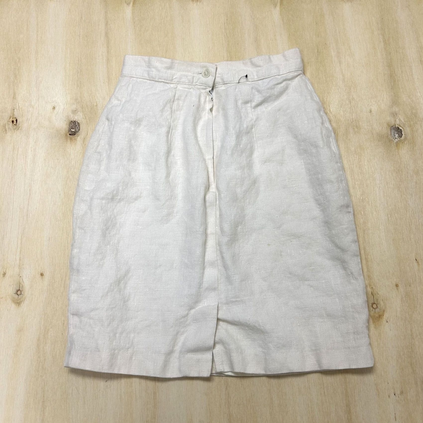 Vintage VINTAGE Tina Hagen Skirt Womens Small White Linen Pencil Knee Length USA Summer Size 28" / US 6 / IT 42 - 4 Thumbnail