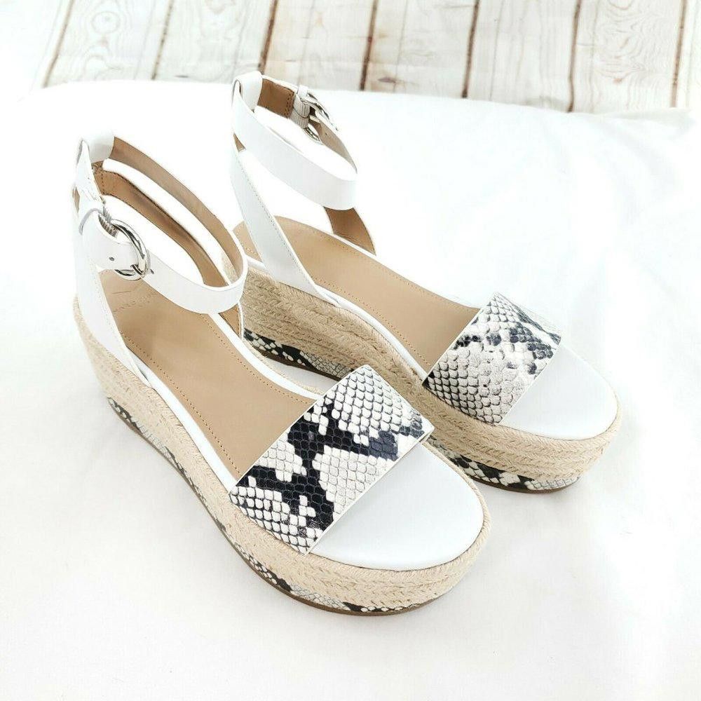 Designer Marc Fisher Womens Gigli Black White Snake Sandal Size 9.5 M Size US 9.5 / IT 39.5 - 3 Thumbnail
