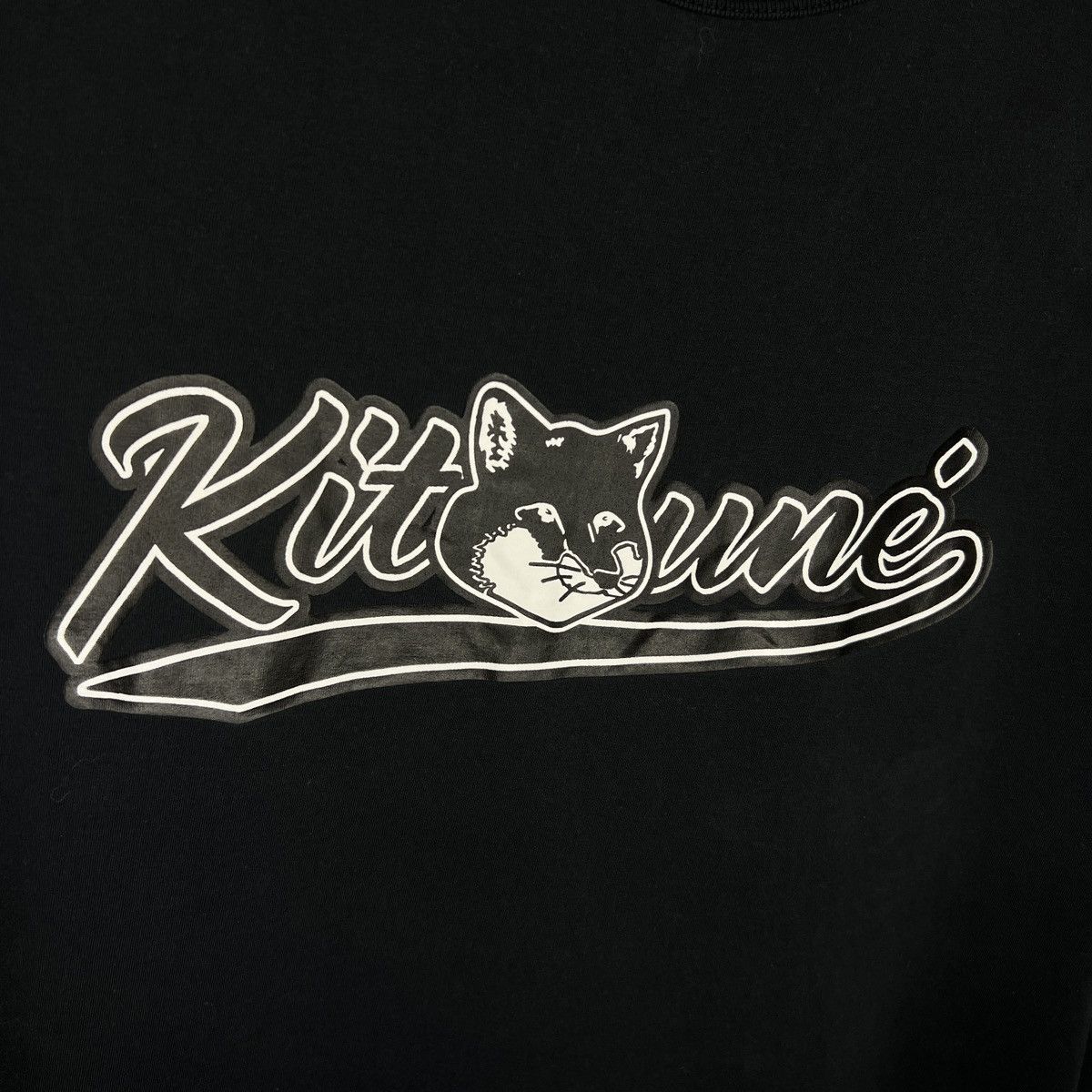 Designer × Maison Kitsune Maison Kitsune Tshirt Big Logo Fox Spellout Black Tshirt Tee Size US L / EU 52-54 / 3 - 4 Thumbnail