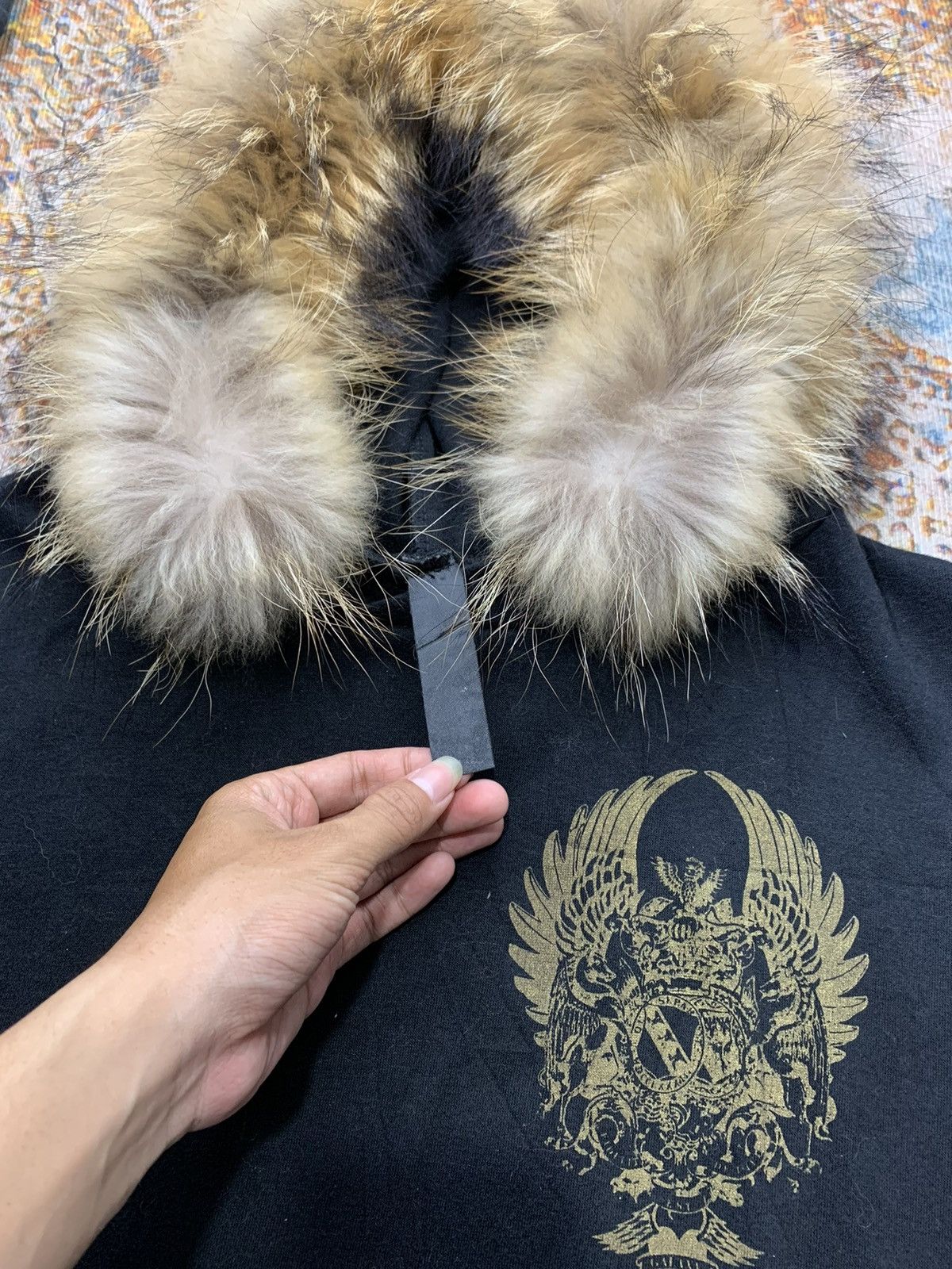 If Six Was Nine × Japanese Brand × Le Grande Bleu (L.G.B.) Japanese Tribal Faux Fur Hoodie Lgb ifsix style Size US M / EU 48-50 / 2 - 3 Thumbnail
