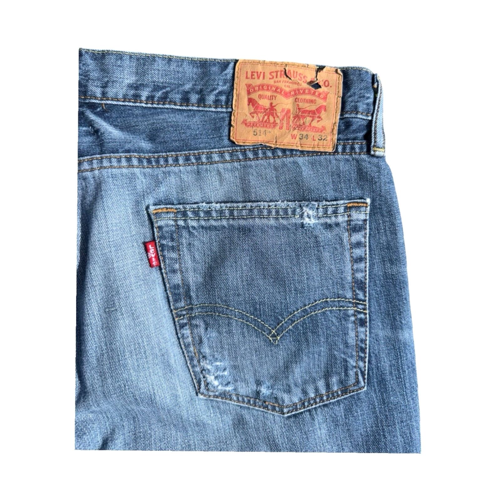 Levi's VINTAGE Levi's 514 Jeans Light Wash Distressed Denim 34x32 Men Straight Blue 514 Jeans Size US 34 / EU 50 - 7 Thumbnail