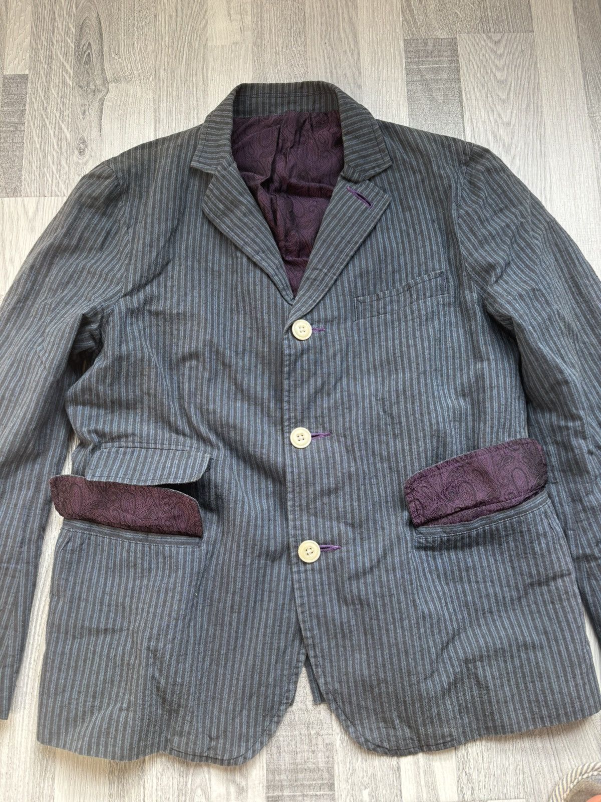 Needles Needles Blue Purple Stripe Suits (Blazer Jacket and Pants) Size 38R - 5 Thumbnail