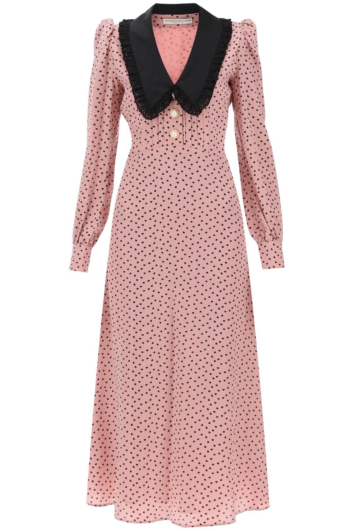 image of Alessandra Rich Midi Dress With Contrasting Collar in Rosa, Women's (Size XS)