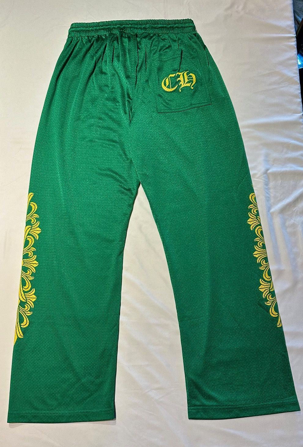 chrome-hearts-chrome-hearts-mesh-green-varsity-warm-up-pants-grailed