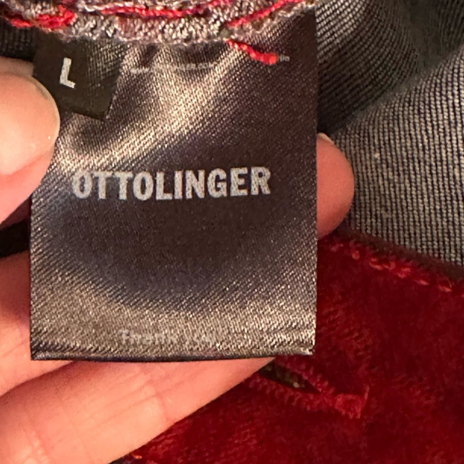 Ottolinger Red Velvet Double Fold Wide leg Jeans size L Unisex Cotton Size 32" / US 10 / IT 46 - 7 Thumbnail