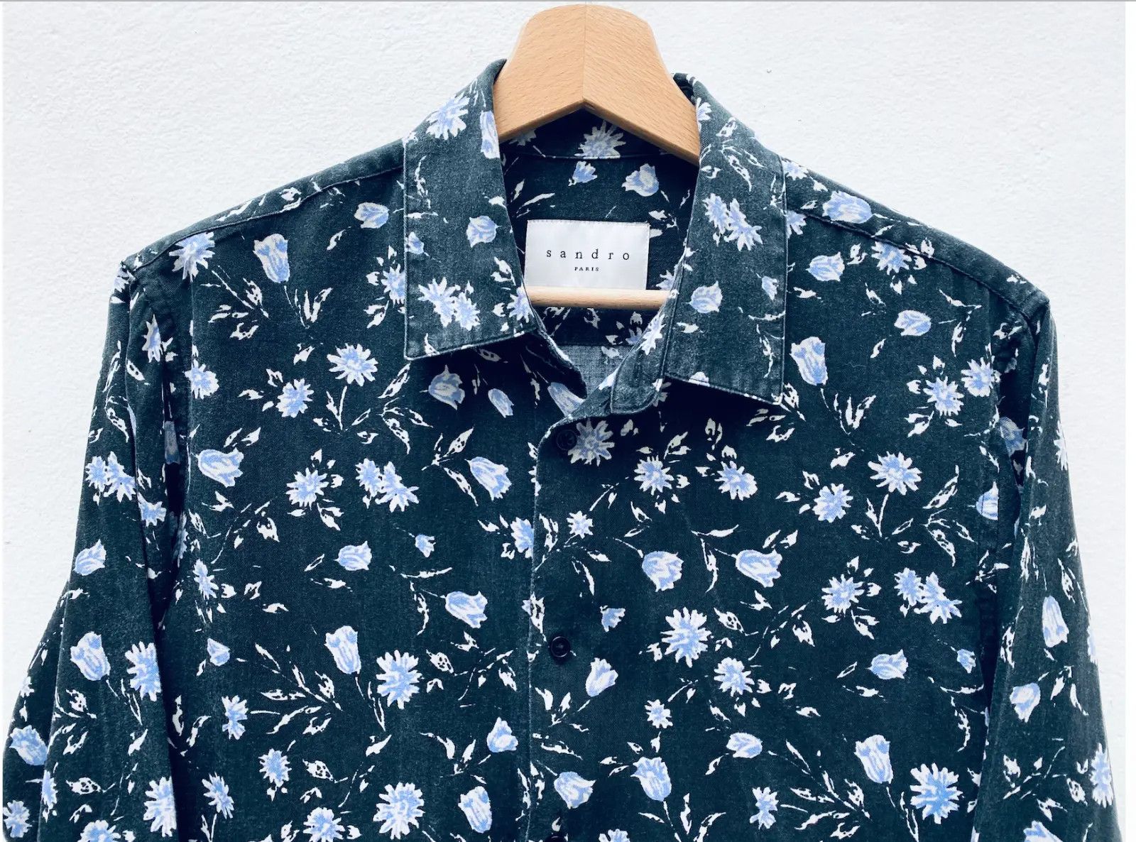 Sandro Grey / Black Hawaiian Shirt Size US S / EU 44-46 / 1 - 1 Thumbnail
