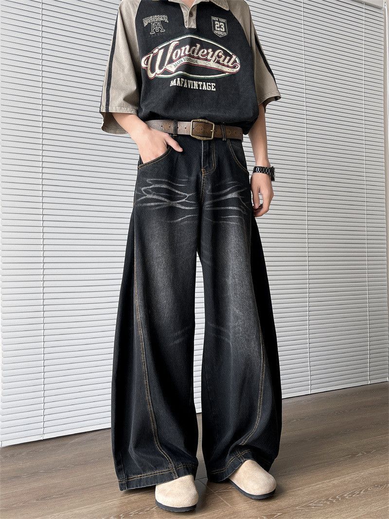 Japanese Brand Retro loose wide leg cat whisker jeans Size US 32 / EU 48 - 3 Thumbnail