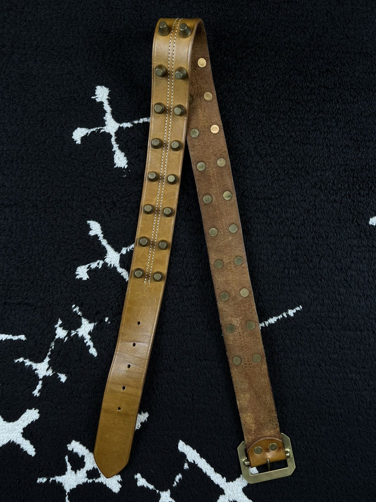 Undercover Undercover Cylinder Studded Punk Leather Belt Brown Size ONE SIZE - 2 Thumbnail
