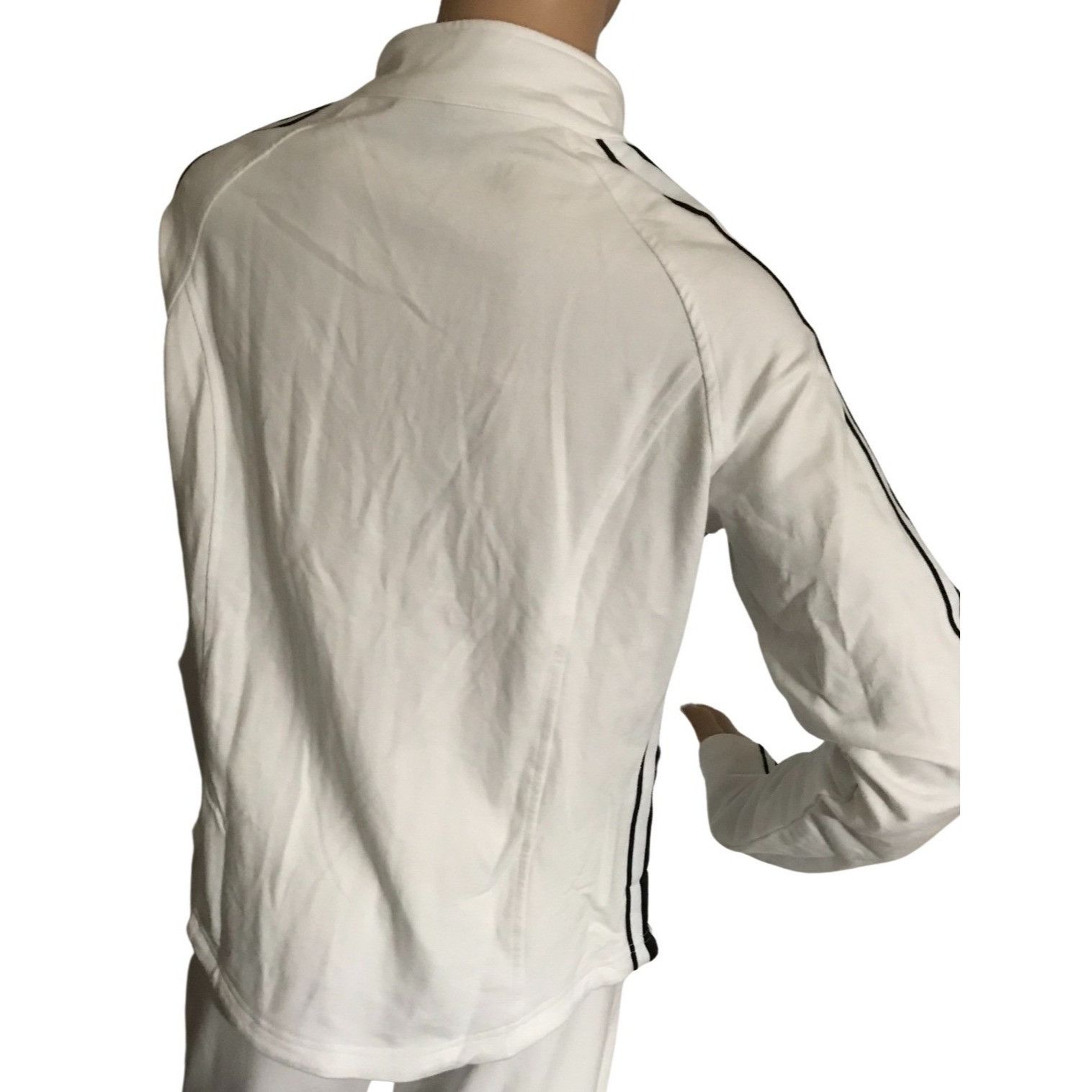 Designer × Vintage Christine Alexander XL White Black Cotton Blend Track Jacket Size XL / US 12-14 / IT 48-50 - 4 Thumbnail