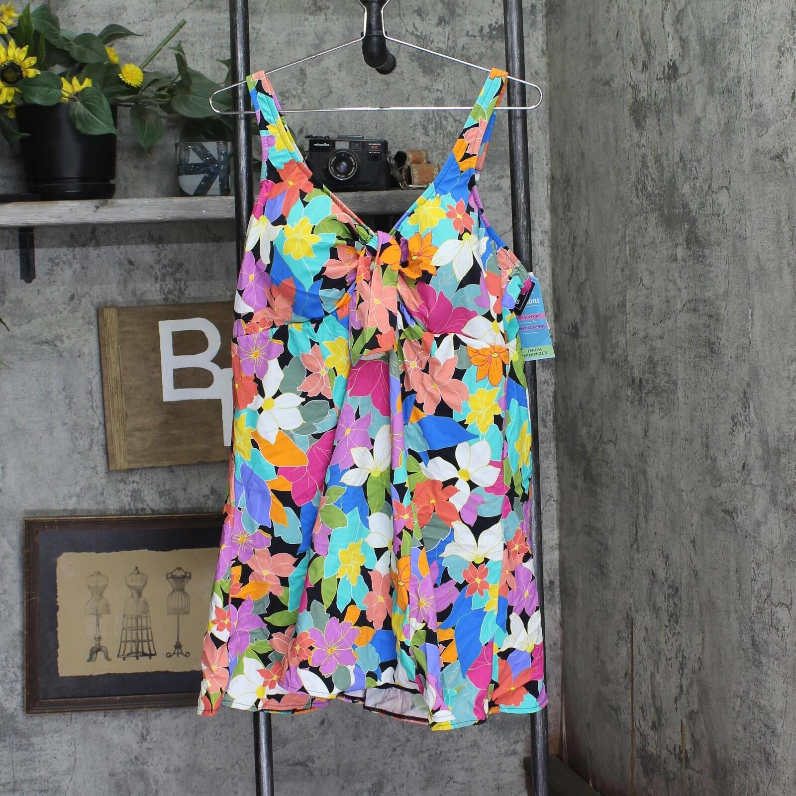 Other Nwt Swim Solutions Piece Swimsuit Floral Frenzy Blue 24w Size ONE SIZE - 1 Thumbnail
