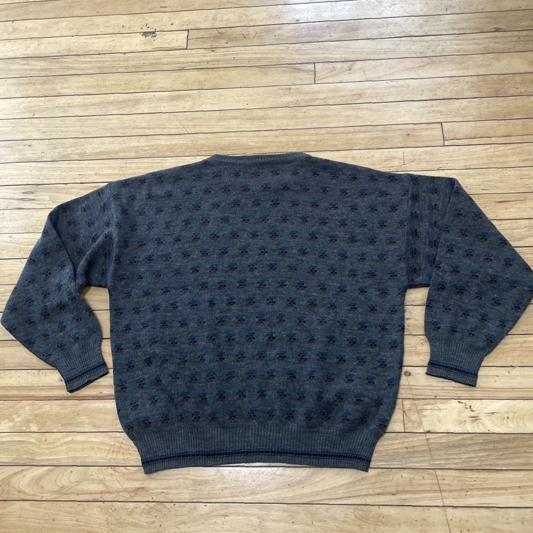 Vintage VINTAGE Giorgio Di Firenze Geometric Wool Sweater Men L Gray Knit 90s Capsule Pullover Size US L / EU 52-54 / 3 - 3 Thumbnail