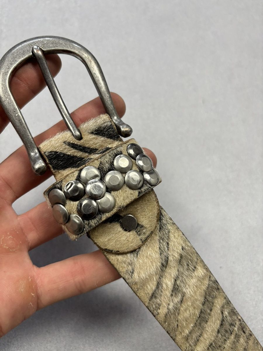 Vintage Vintage Belt Metal Style Parts Rhinestones Zebra Hair Print Size ONE SIZE - 4 Thumbnail