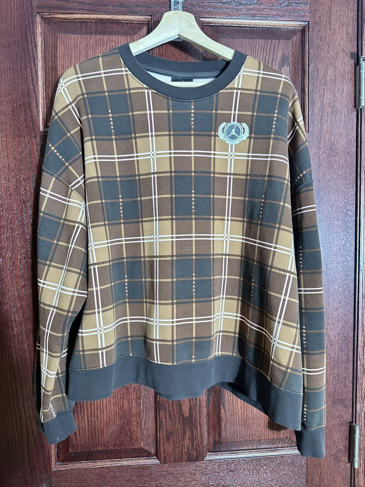 Jordan Brand Nike Jordan Brooklyn Fleece Plaid Sweatshirt Archaeo Brown Size XL / US 12-14 / IT 48-50 - 2 Thumbnail