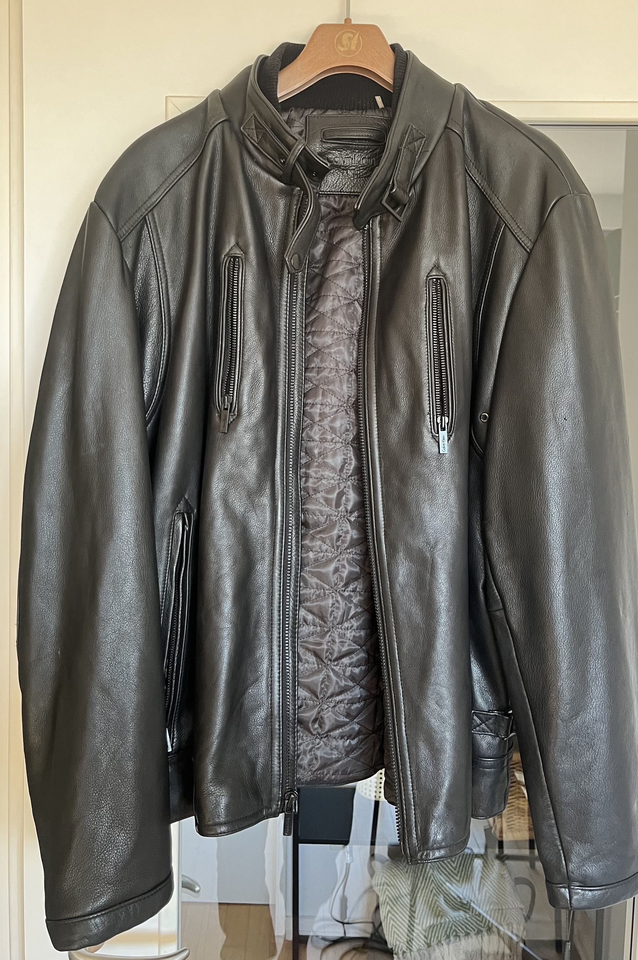 Calvin Klein NOS Vintage CALVIN KLEIN Collection Leather Jacket - NWT Size US XXL / EU 58 / 5 - 1 Thumbnail
