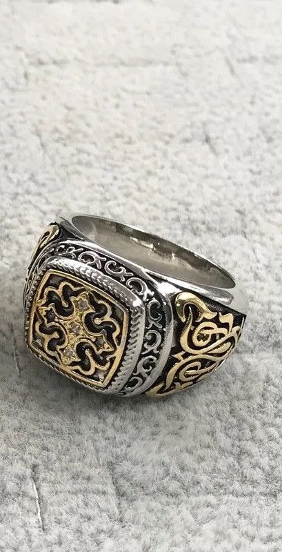 Jewelry × Vintage Punk Carved Pattern Rings Cross Hollow Design Geometry Size ONE SIZE - 3 Thumbnail