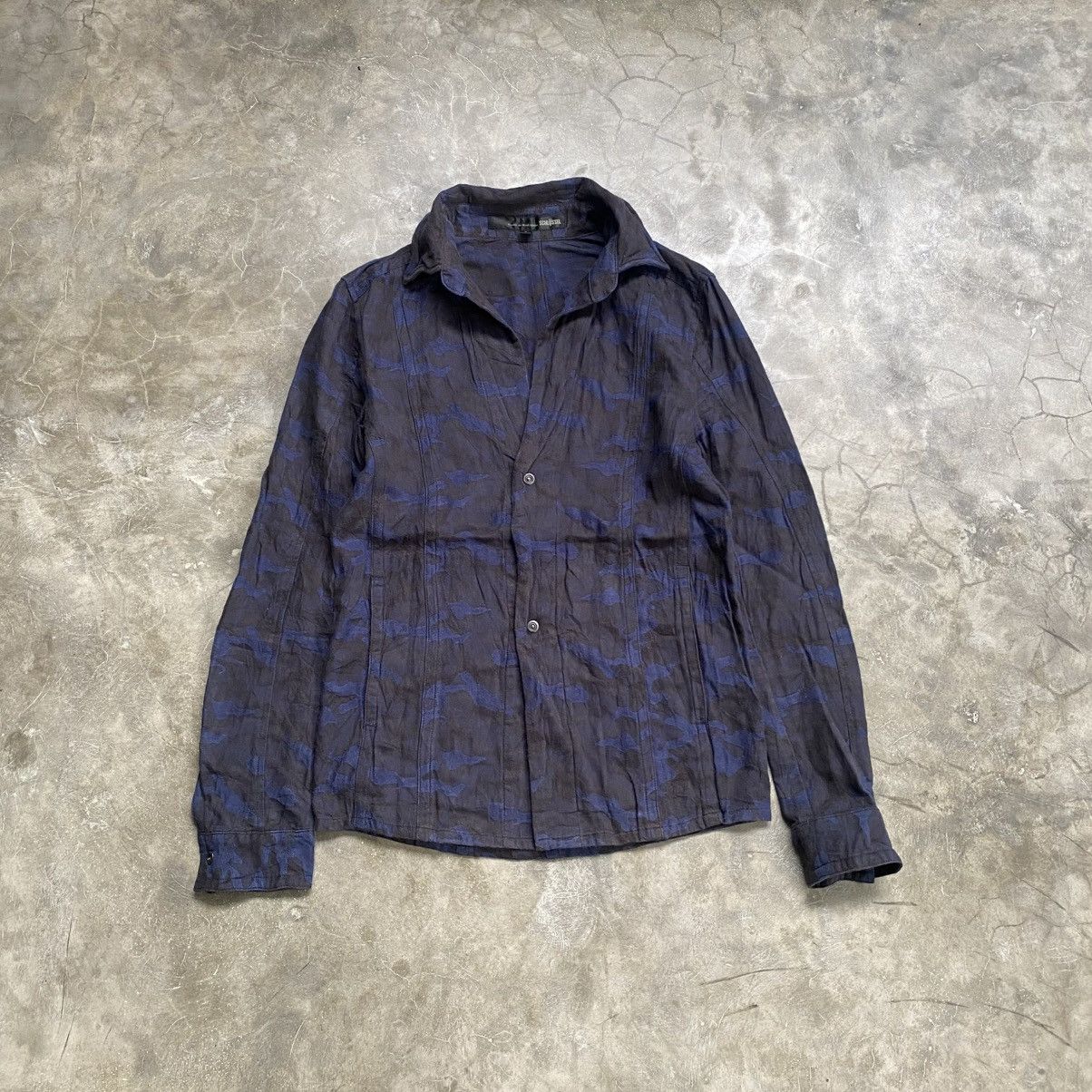 Japanese Brand 2000s Schlussel Vkei Style Open Collar Camo Button Up Shirt Size US M / EU 48-50 / 2 - 1 Thumbnail