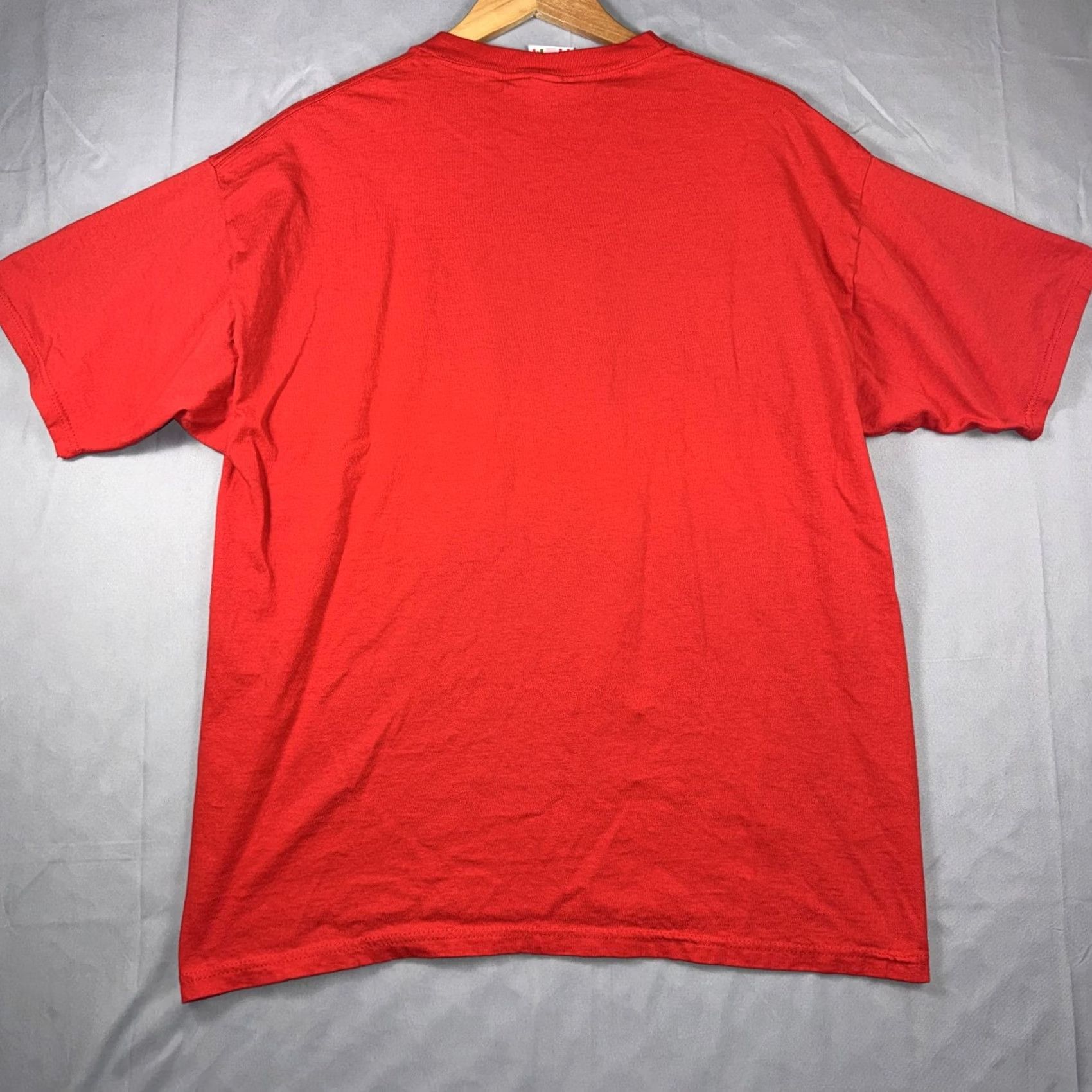 Adidas VINTAGE Adidas Trefoil Split Logo Red T-Shirt Mens L USA Made in USA Shirt Short Sleeve Crew Neck Graphic Print 90s Sports Vintage Mens Size US L / EU 52-54 / 3 - 2 Thumbnail