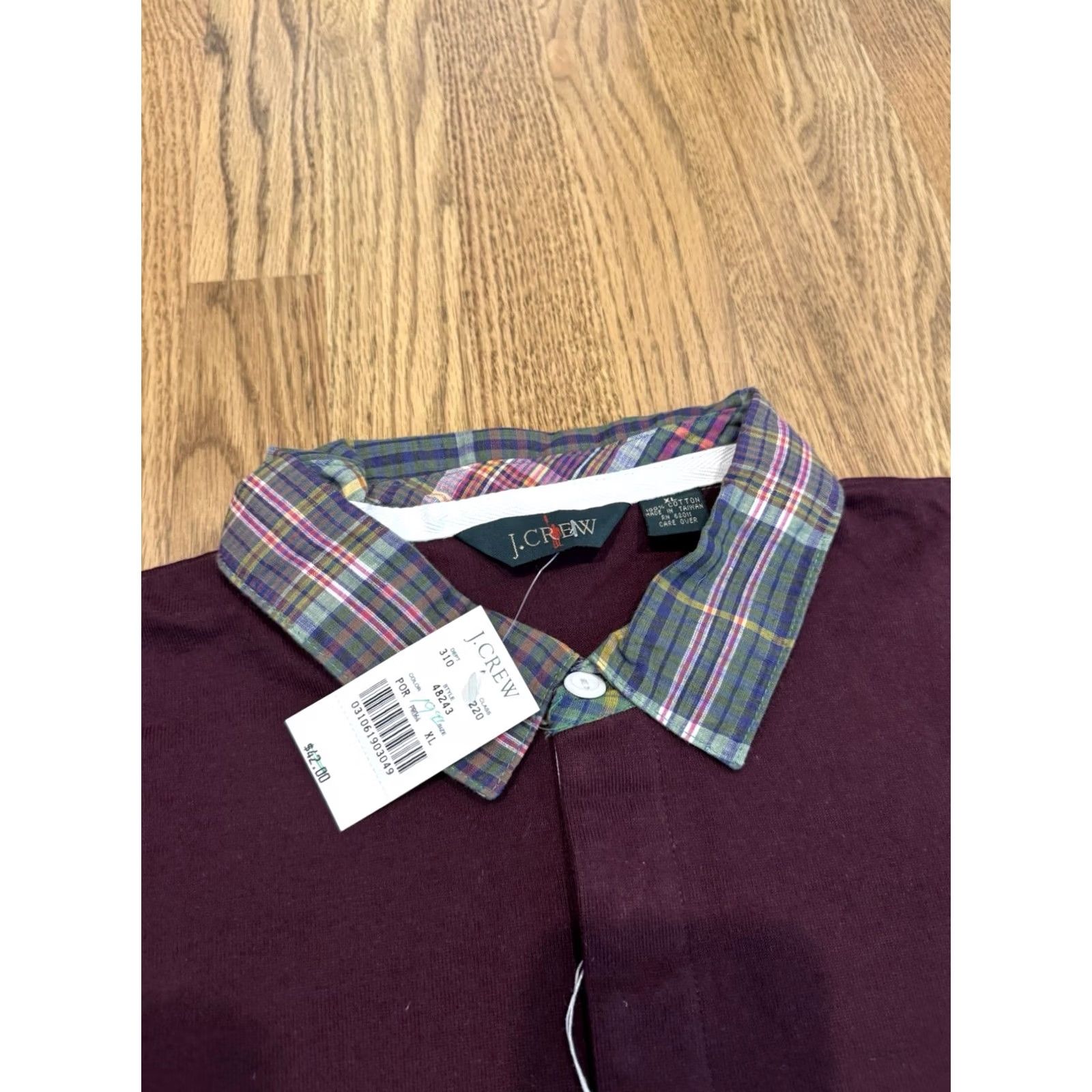 J.Crew VINTAGE J.CREW Polo Shirt Long Sleeve Men XL Maroon Rugby Golf plaid Oarsman 90s 2000s Mens Size US XL / EU 56 / 4 - 4 Thumbnail
