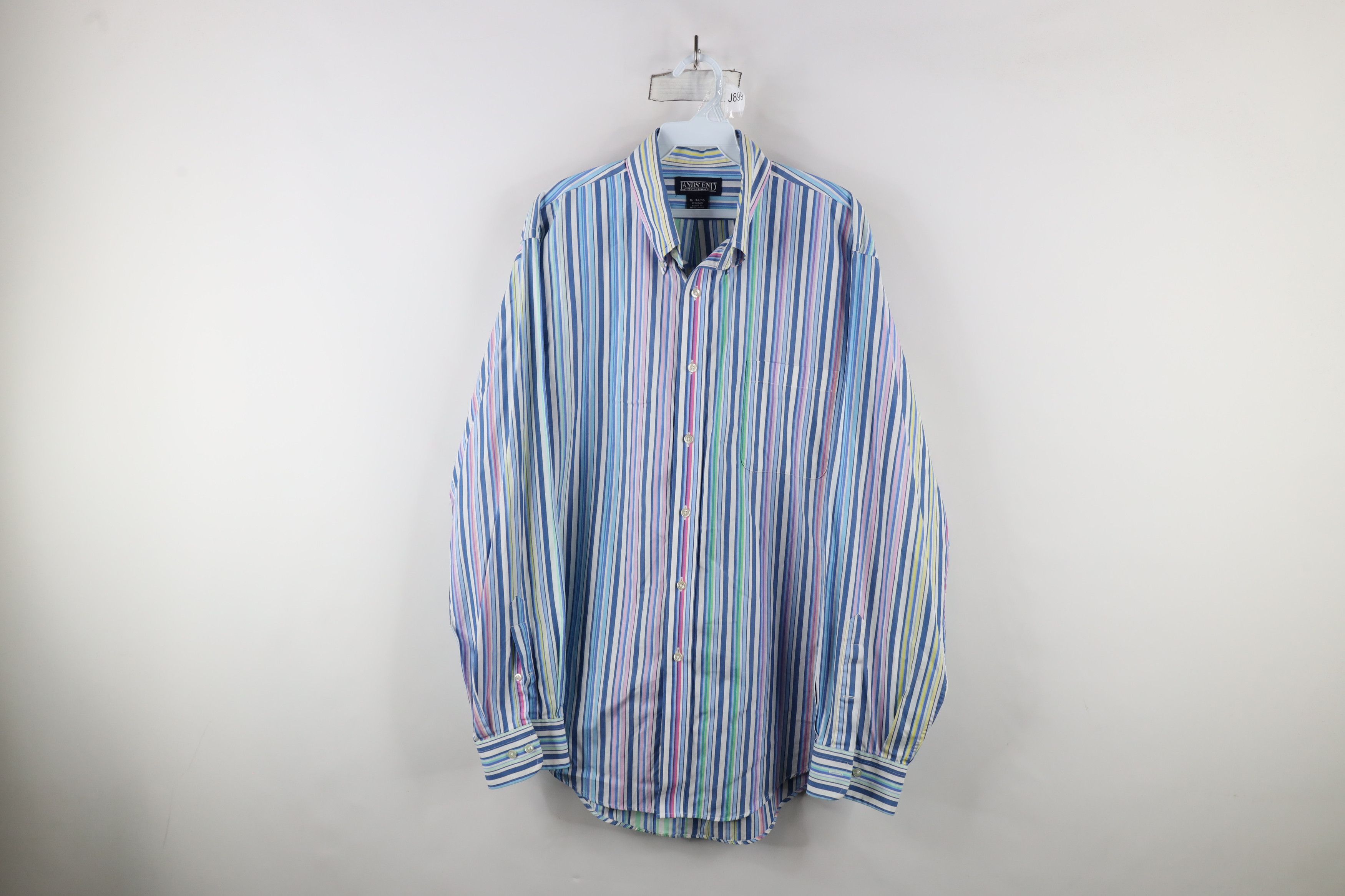 Lands' End × Vintage Vintage 90s Lands End Striped Collared Button Down Shirt Size US M / EU 48-50 / 2 - 1 Thumbnail