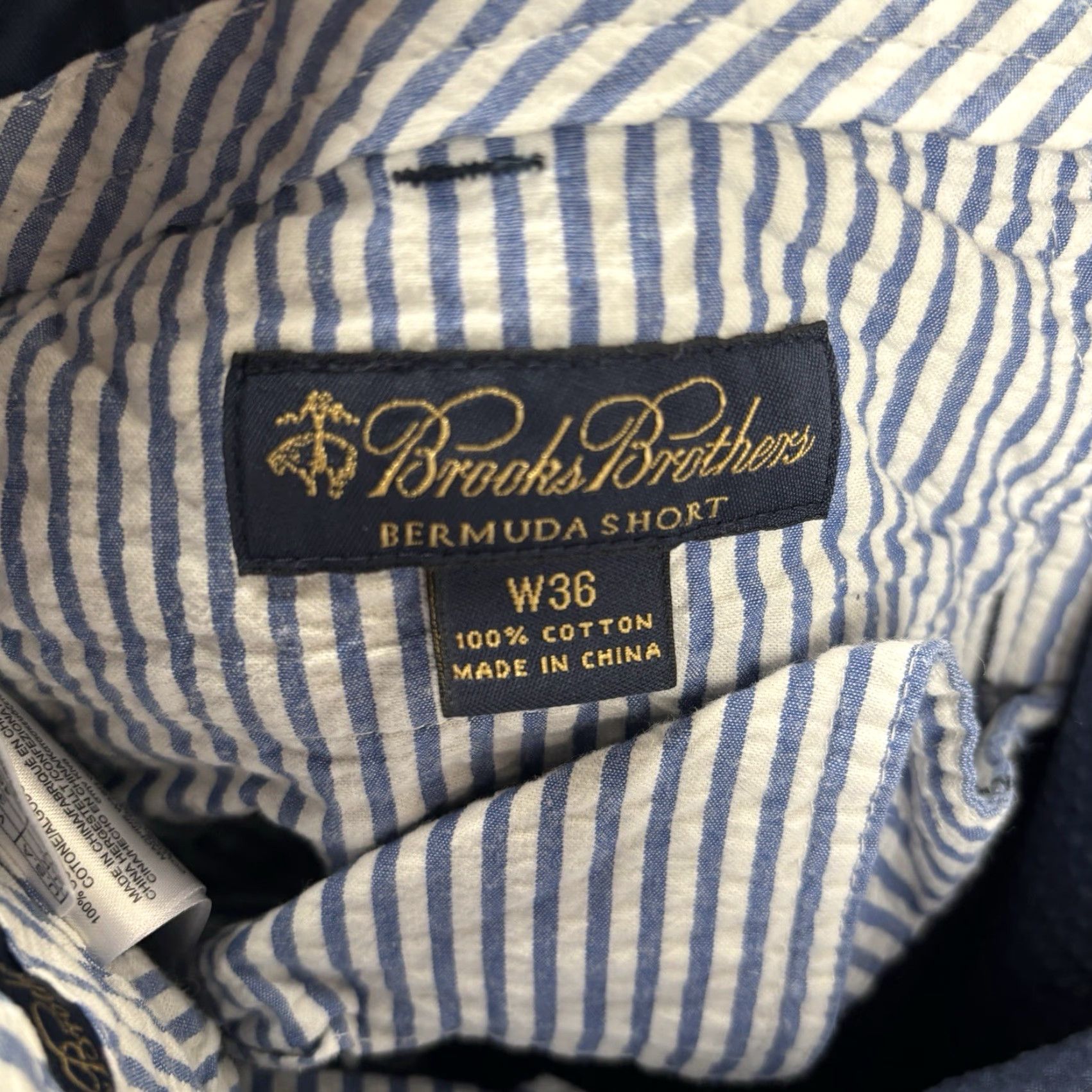 Brooks Brothers Brooks Brothers Bermuda Short Mens 36 Navy Seersucker 10" Inseam Beach Preppy Shirt? Size US 36 / EU 52 - 6 Thumbnail
