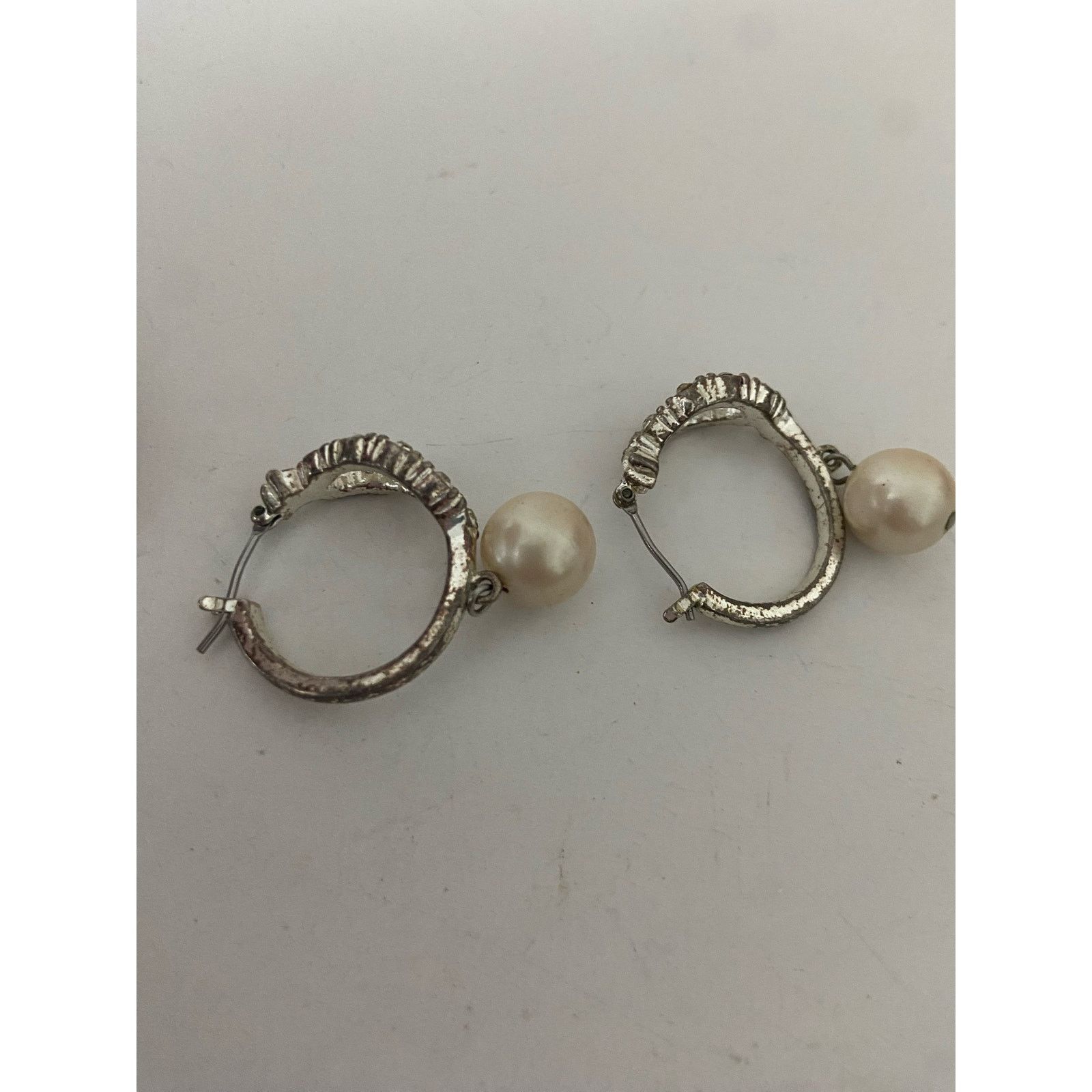 Handmade hoop earrings faux pearl charm Size ONE SIZE - 4 Thumbnail