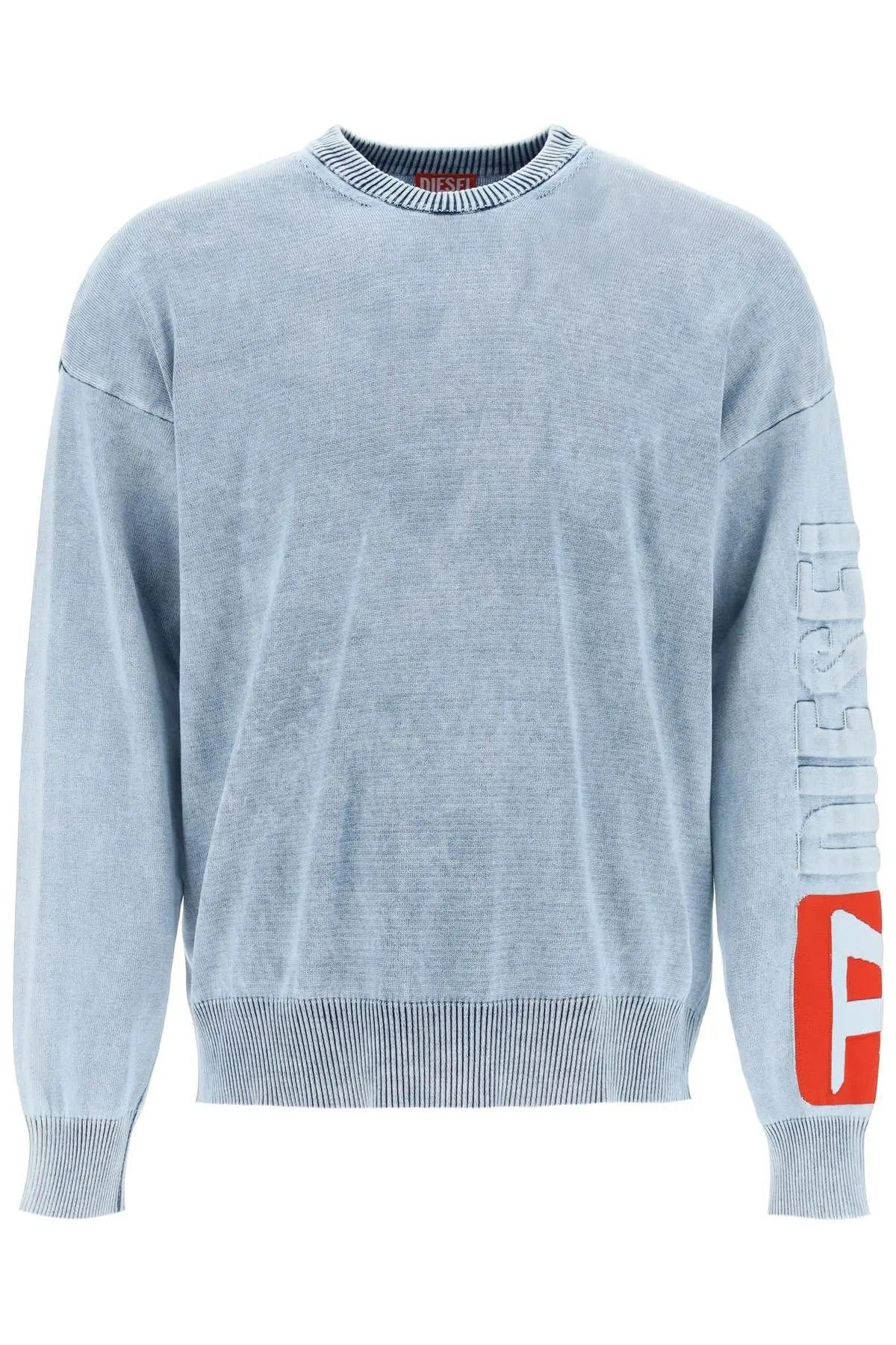 Image of Diesel O1S22I1N0224 Cotton Denim Effect Knit Shirt In Light Blue, Men's (Size XL)