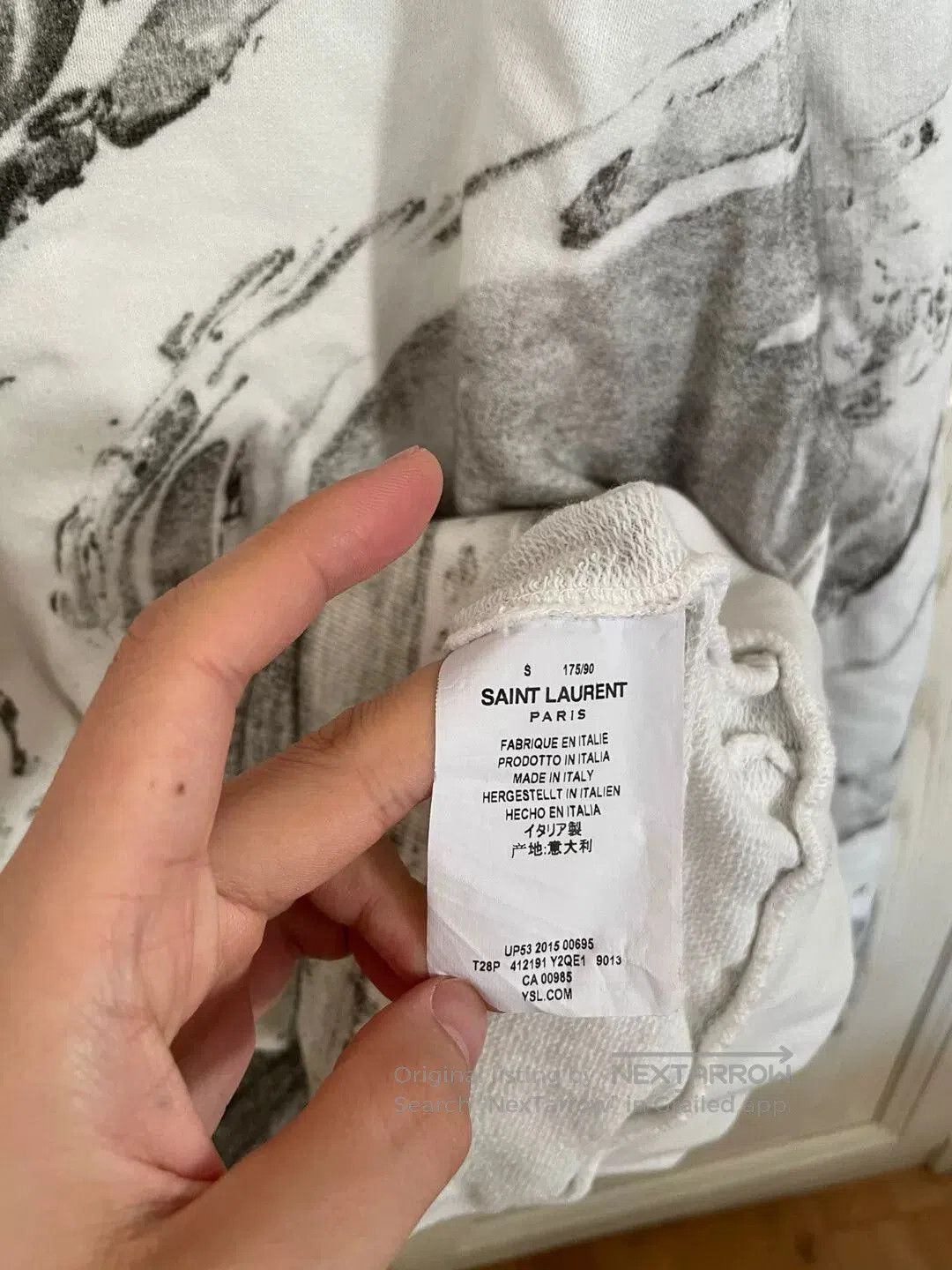 Saint Laurent Paris Saint Laurent Marble Print White Hoodie. Size US S / EU 44-46 / 1 - 3 Thumbnail