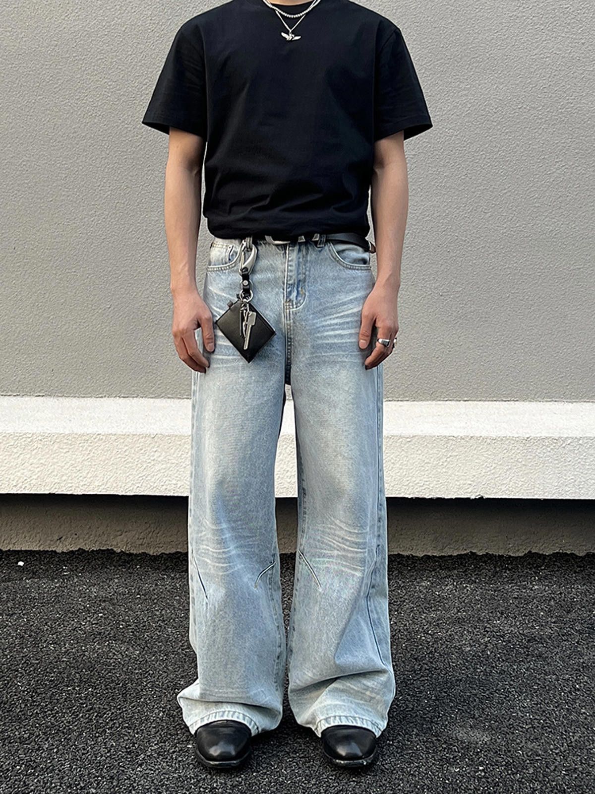 Jean × Vintage Vintage Wide-Leg Jeans - Light Wash Size US 33 - 2 Thumbnail