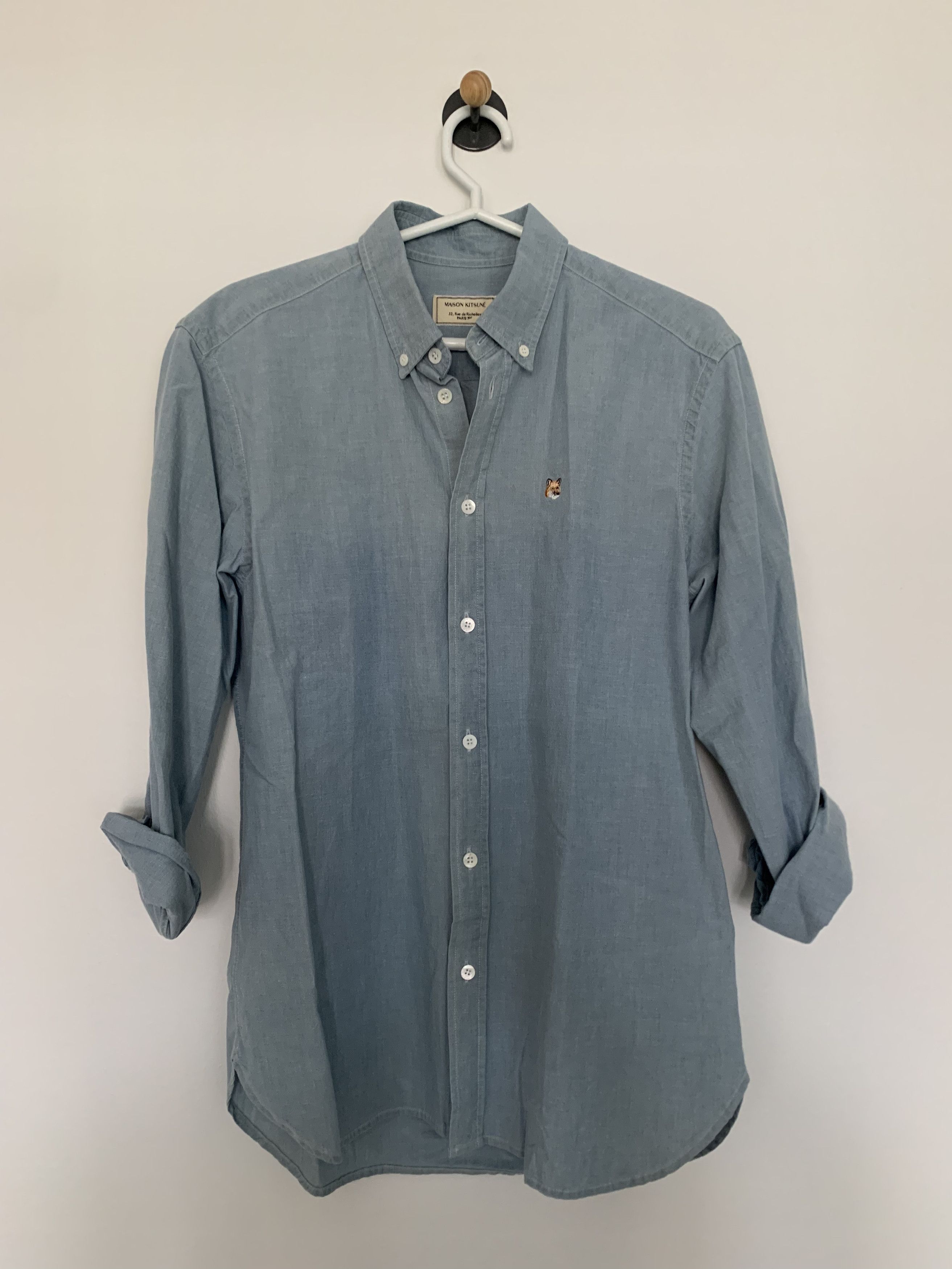 シャツ MAISON KITSUNE Men Long Tops OM00432WC5043P470 Blue Maison Kitsune MAISON KITSUNE Men Long Tops OM00432WC5043