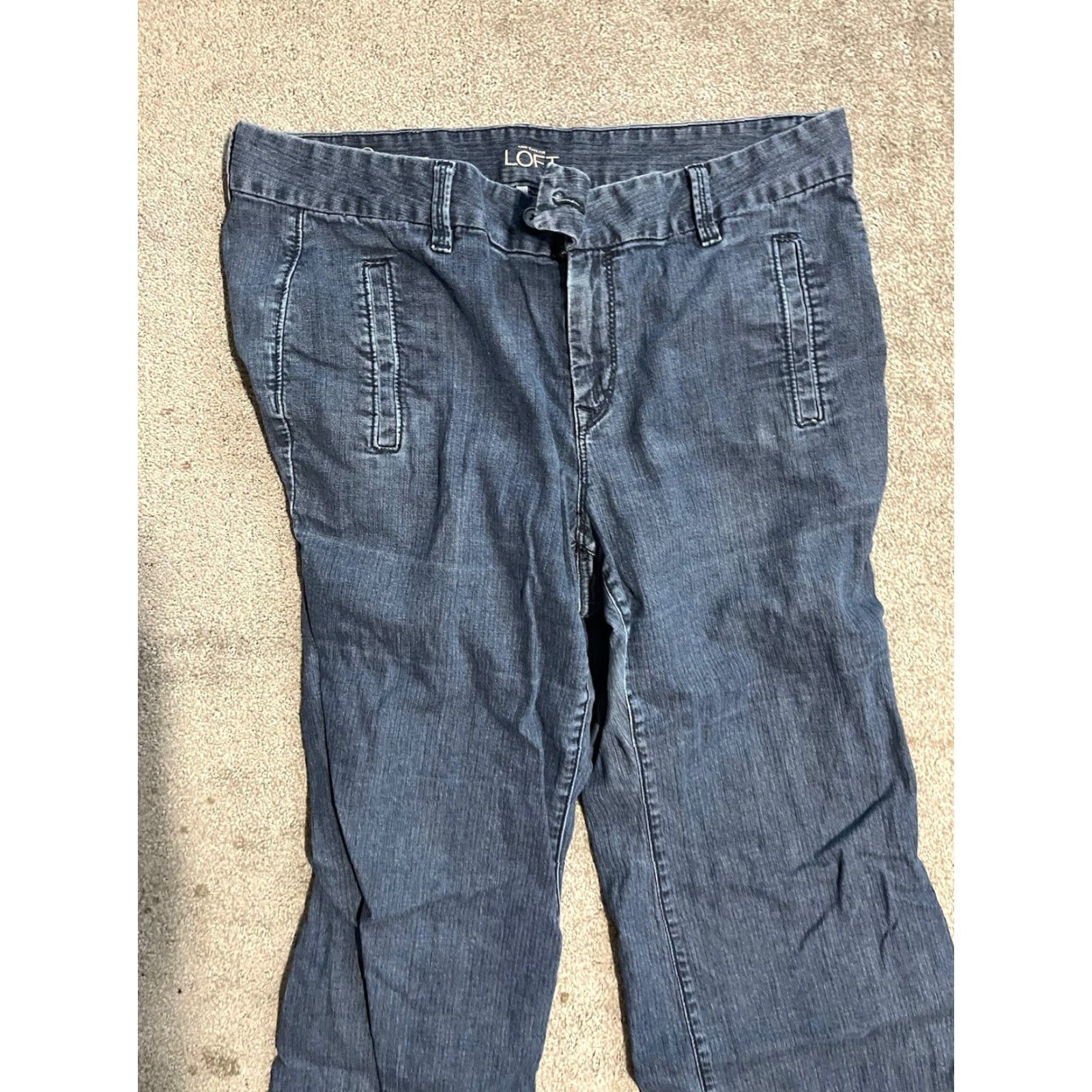 Loft LOFT Curvy Flare Jeans Dark Wash Size 12 Women’s Blue Jeans Regular - Lofts Curvy Flare, Denim, Pockets, Stretch, 32.5 Inseam, 6.5-8.5 Rise - Women Size 34" / US 12 / IT 48 - 2 Thumbnail