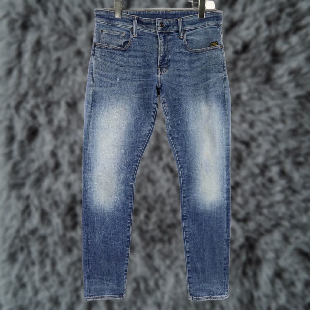 G-Star G-STAR Revend Skinny Originals Jeans Men's W33/L30 Blue Faded Whiskers Stretch Denim Slim Fit 5-Pocket Vintage No Womens Mens Size US 33 - 1 Thumbnail
