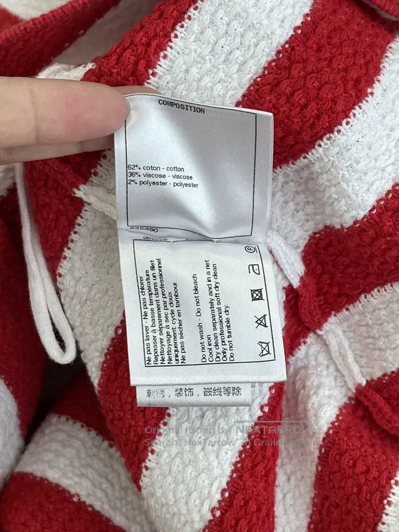 Chanel Chanel 19P Red Double C Striped Knitted Short Sleeve Size M / US 6-8 / IT 42-44 - 8 Thumbnail