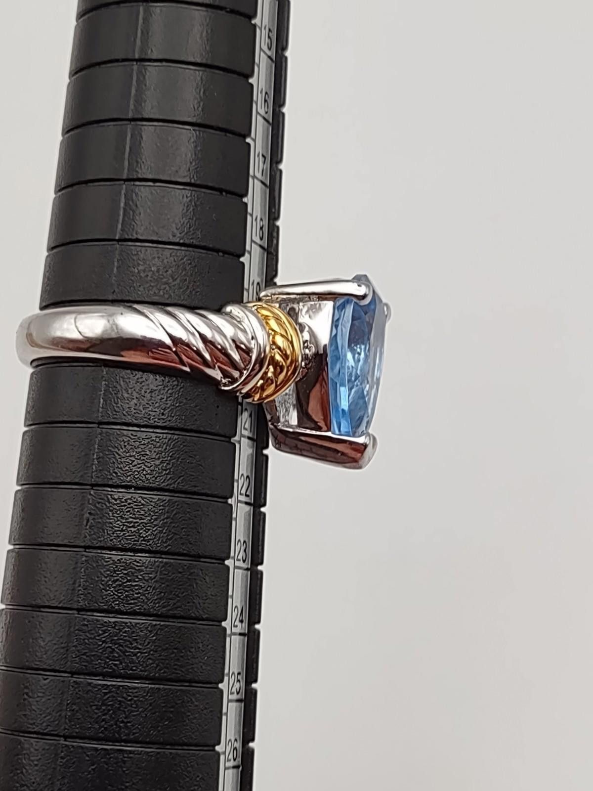 Beauty Beast Beta Sterling Blue Topaz Cocktail Ring Size 9 Two Tone Size ONE SIZE - 3 Thumbnail