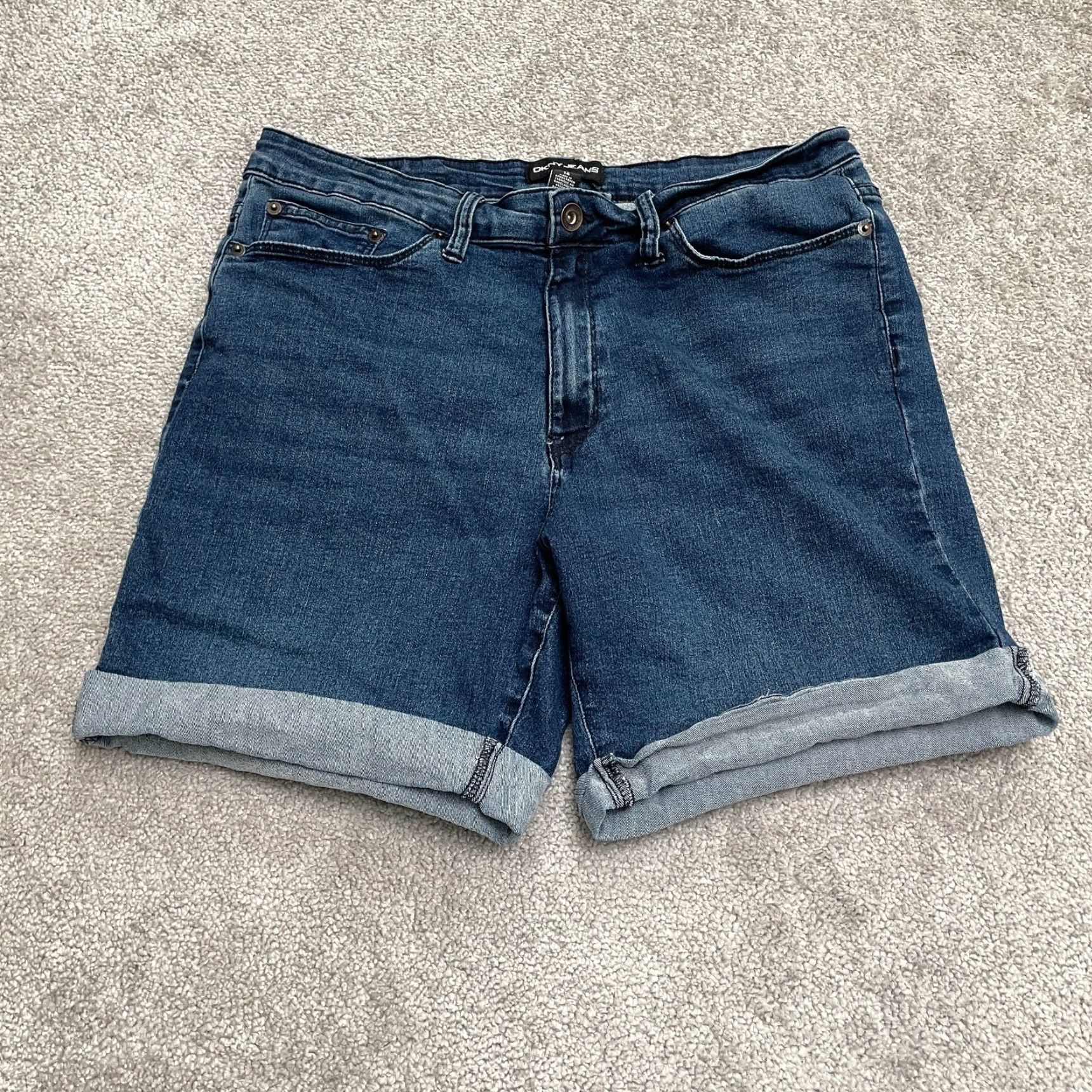 DKNY DKNY Jeans Shorts Denim Womens 14 Blue Dark Wash High Rise Stretch Casual 34x7 Size 36" / US 14 / IT 50 - 2 Thumbnail