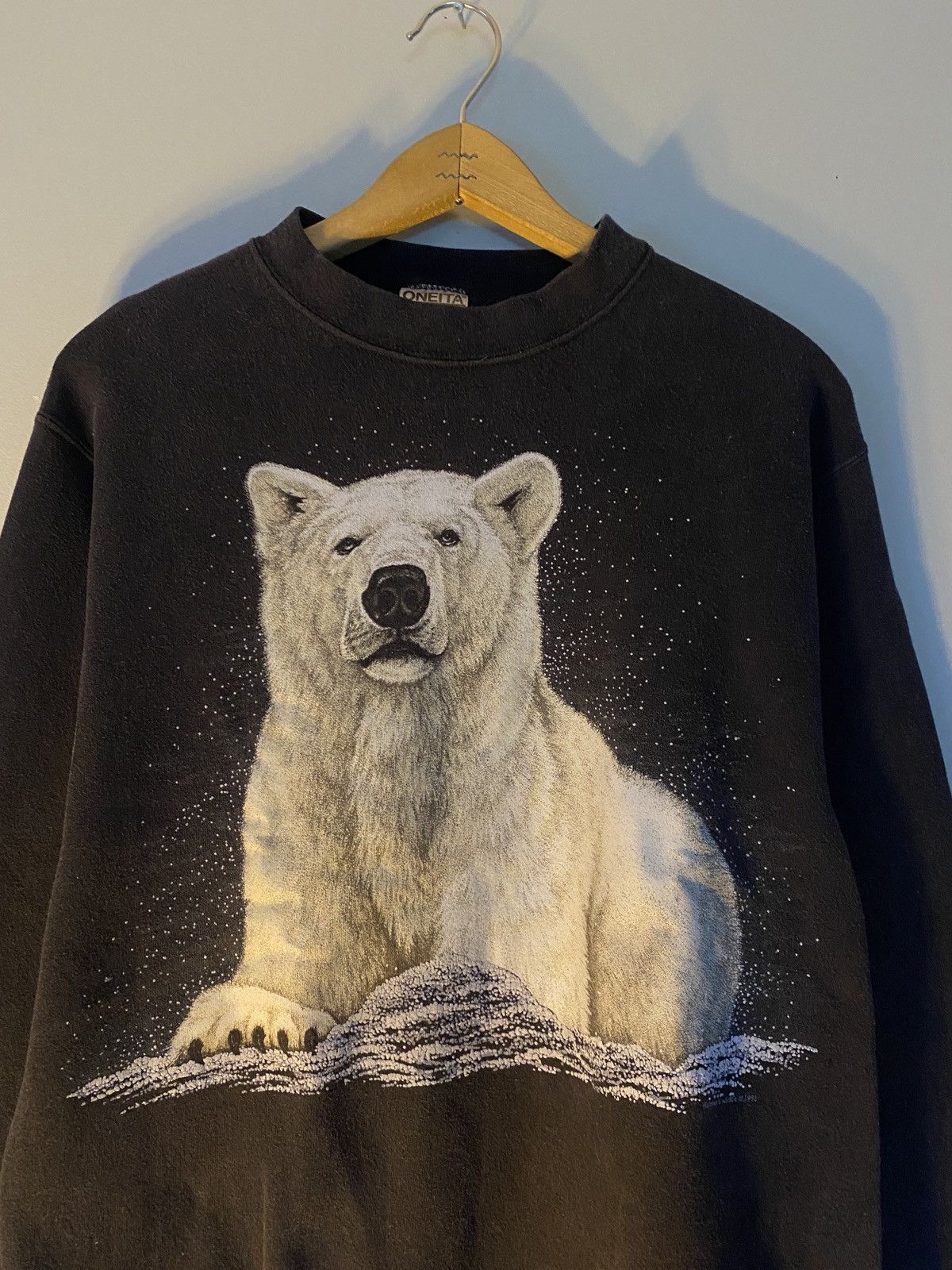 Vintage vintage polar bear black faded crewneck Size US M / EU 48-50 / 2 - 2 Thumbnail